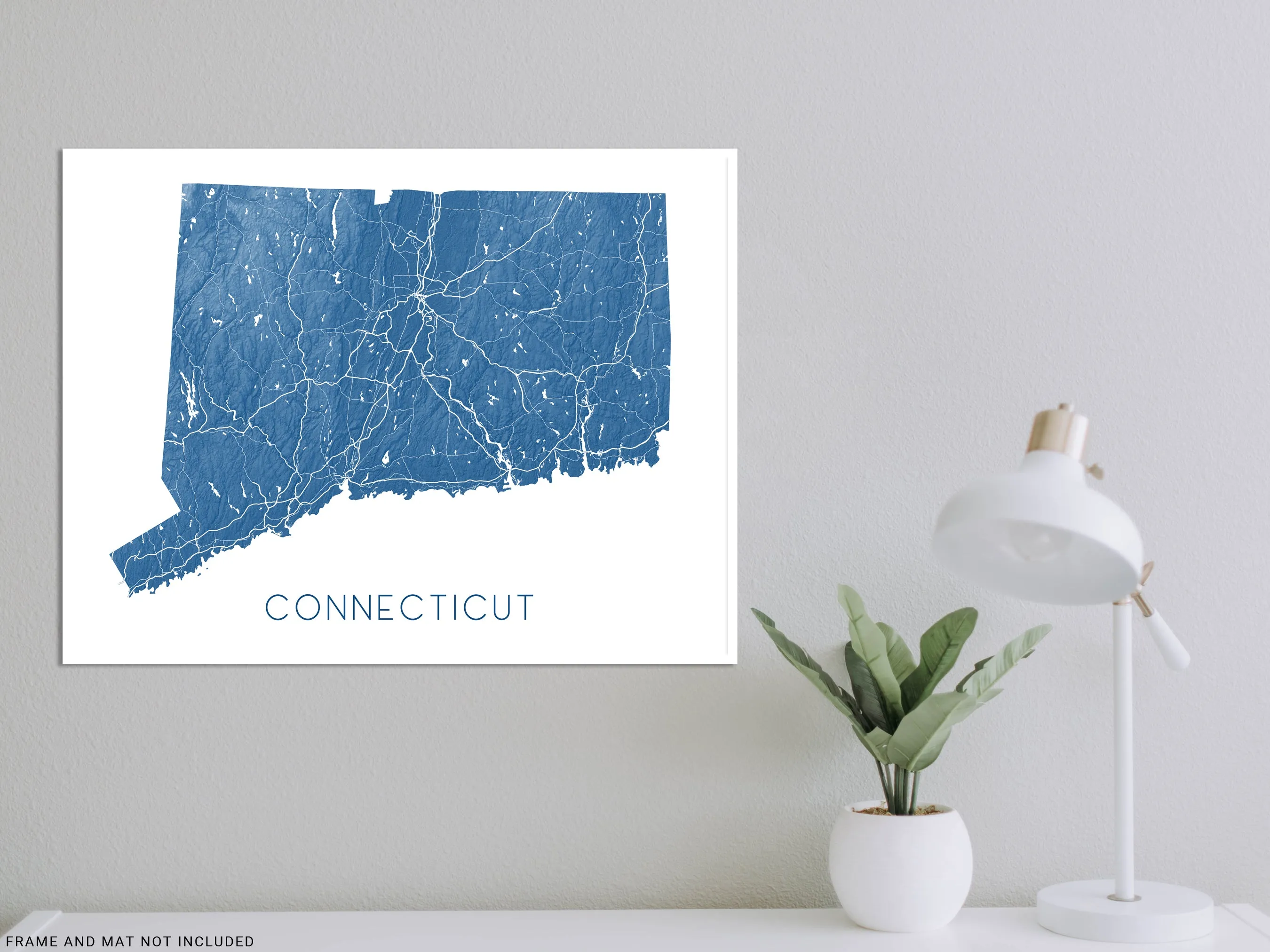 Connecticut Map Print - Topographic Map of Connecticut State Wall Art Prints, CT Maps