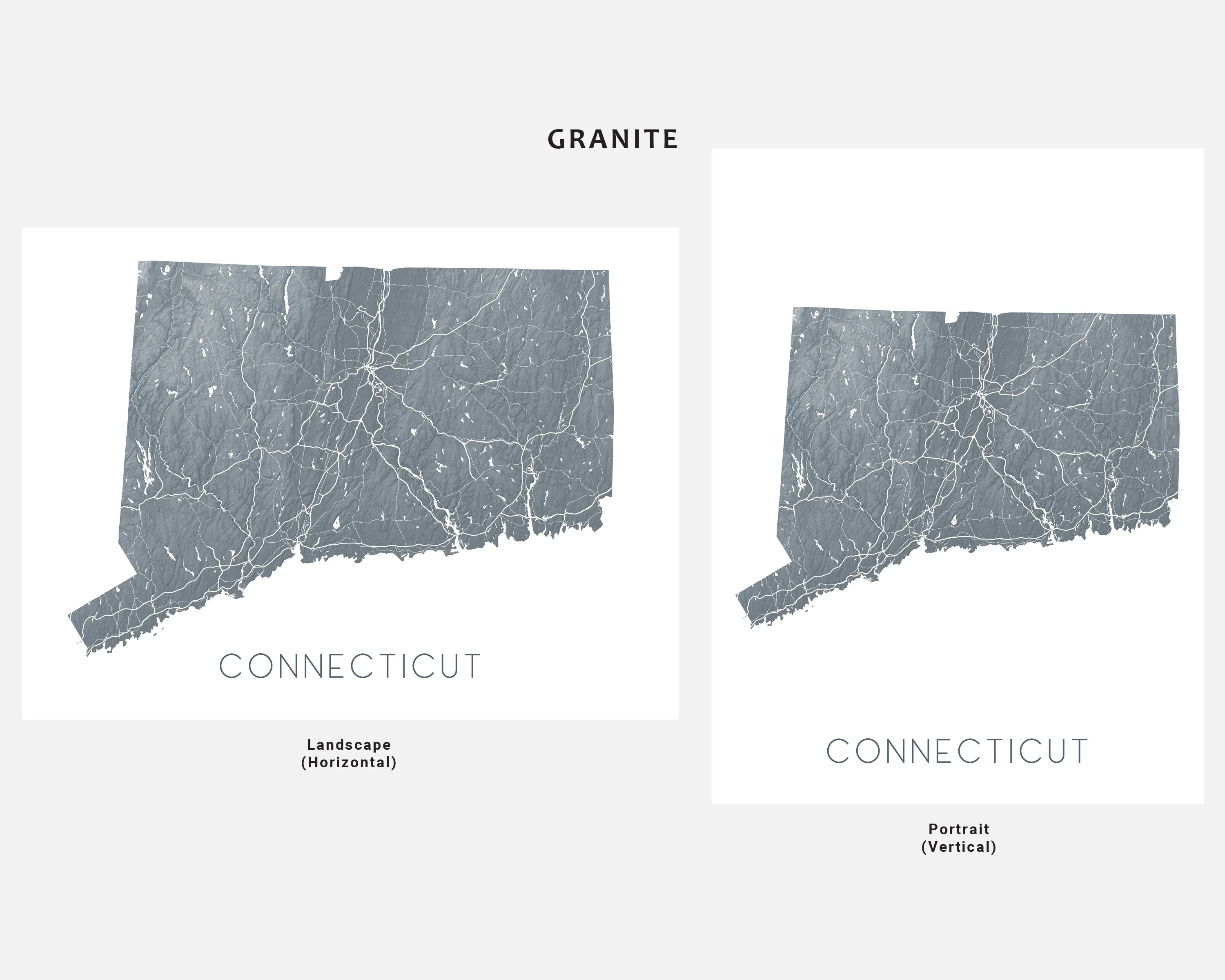 Connecticut Map Print - Topographic Map of Connecticut State Wall Art Prints, CT Maps