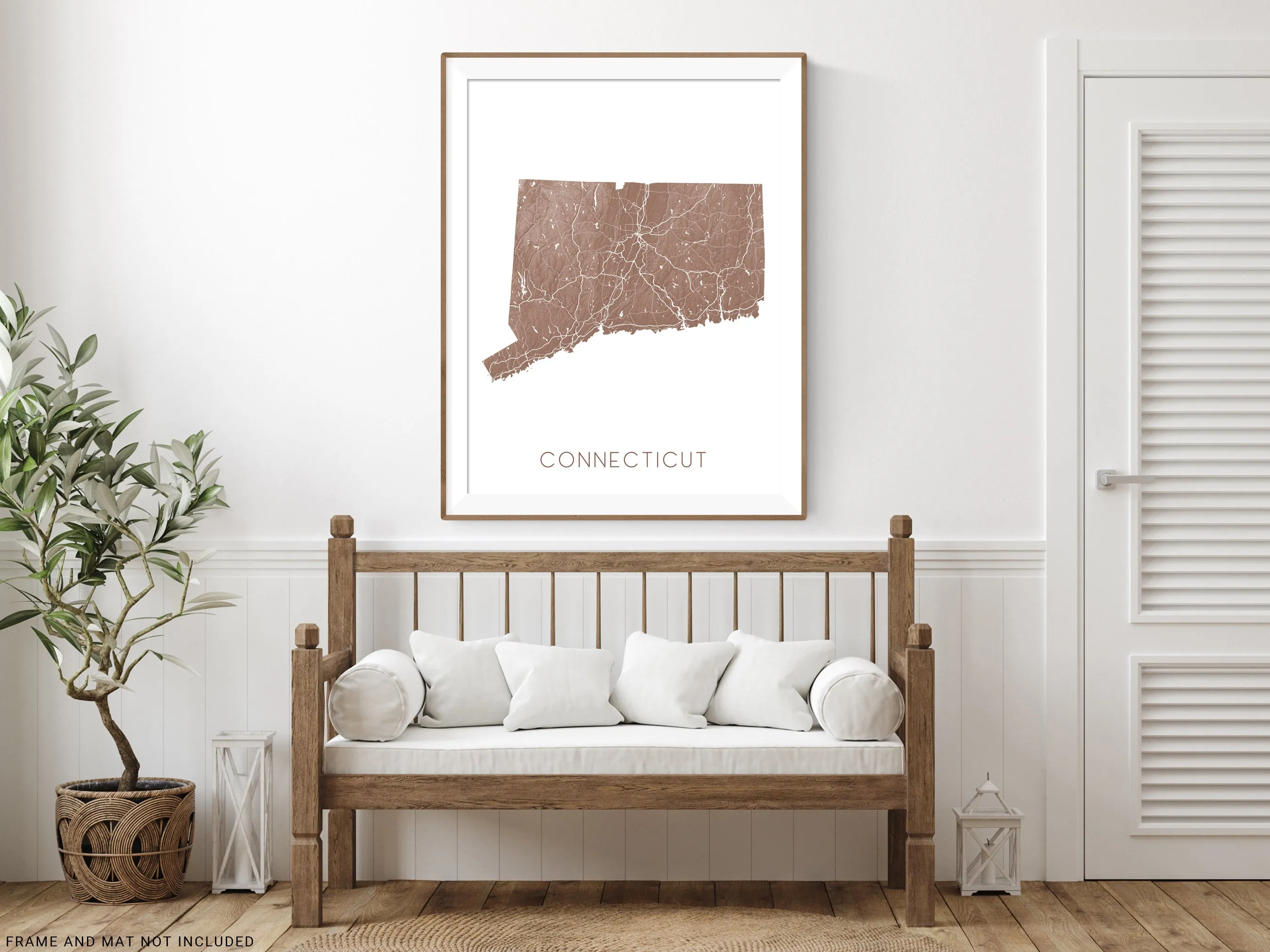 Connecticut Map Print - Topographic Map of Connecticut State Wall Art Prints, CT Maps