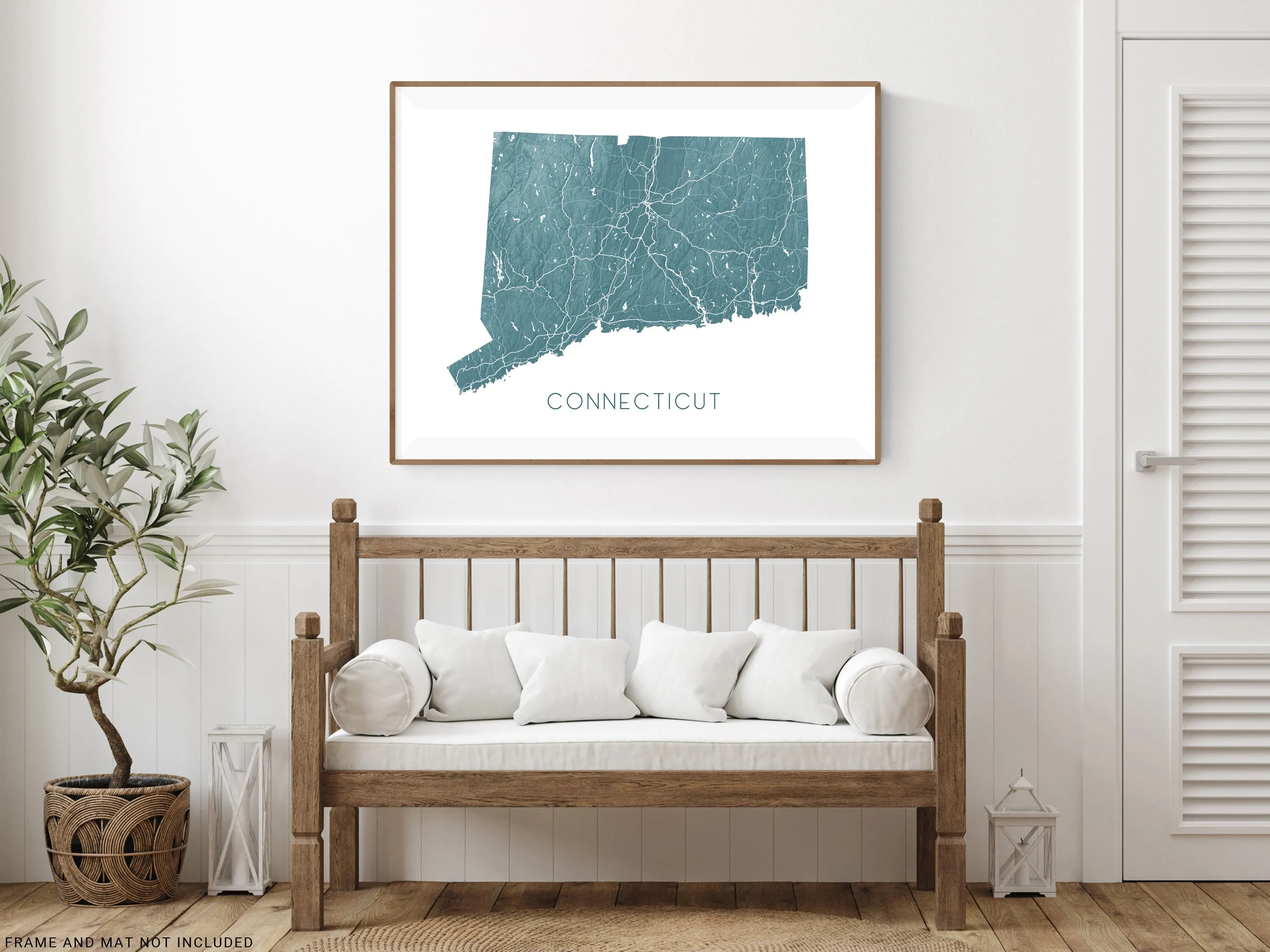 Connecticut Map Print - Topographic Map of Connecticut State Wall Art Prints, CT Maps
