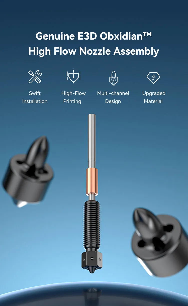 Creality Official E3D Obxidian™ High Flow Nozzle, Support Maximum Flow Rate of 42mm³/s by Multi-channel Design, Integrated Design Quick-Swap Nozzle for K1C, Ender 3 V3, Ender 3 V3 Plus, K1 Max, K1-AU STOCK