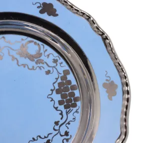 Cumbow Ruskin Pocahontas Blue Lustre Platinum 8" Luncheon Plate Vintage 1930's