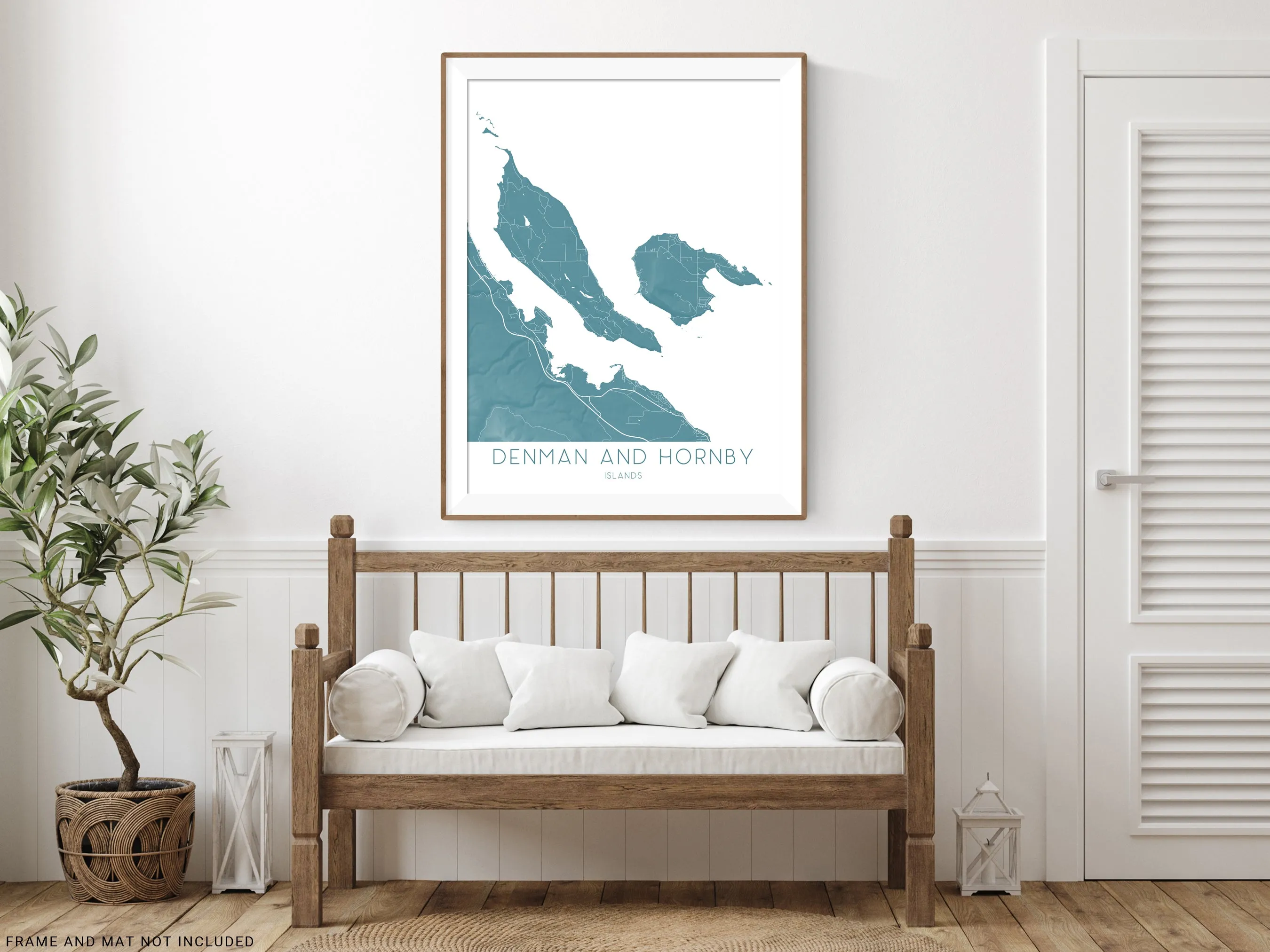 Denman and Hornby Islands Map Wall Art Print Poster - BC Canada Poster Street Maps, Northern Gulf Island