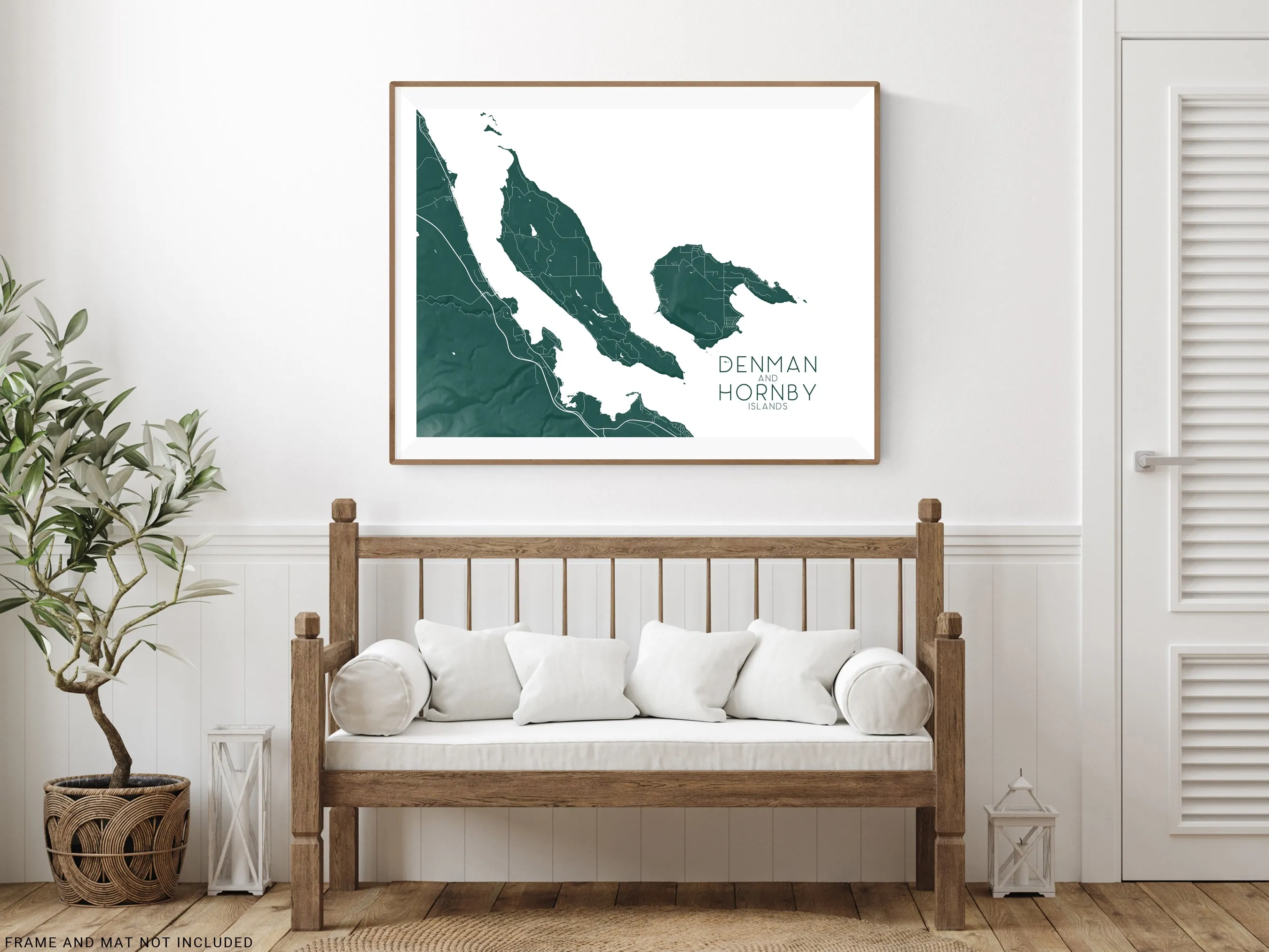 Denman and Hornby Islands Map Wall Art Print Poster - BC Canada Poster Street Maps, Northern Gulf Island