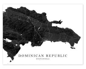 Dominican Republic Map Print Poster, Black and White Caribbean Islands Wall Art Maps, Hispaniola Punta Cana Bavaro Beach