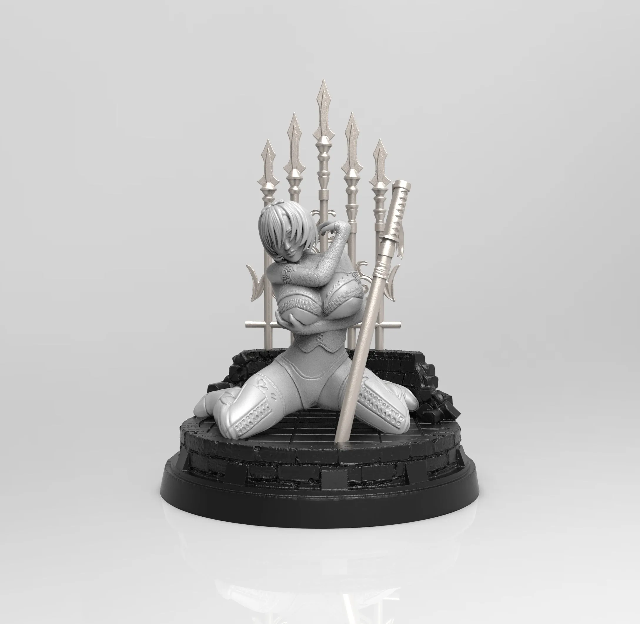 E021 - NSFW Games character design, THe Nair 2D statue design, STL 3D model design print download files