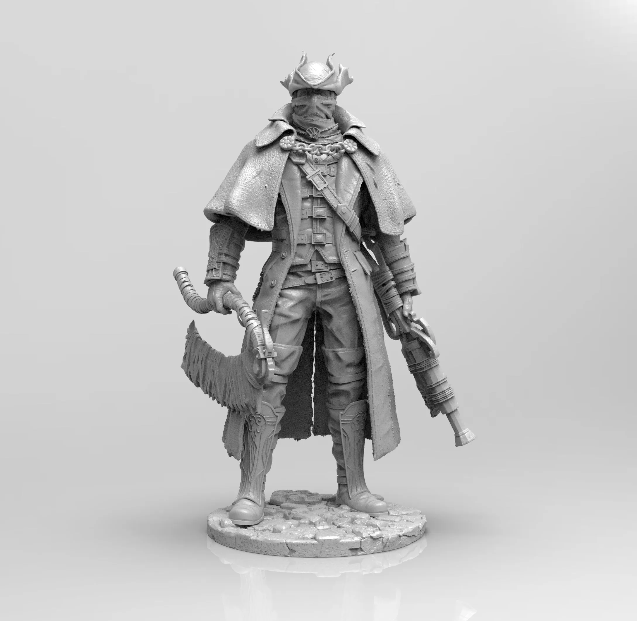 E030 - Games character design, The Red Blood Borne Hunter, STL 3D model design print download files