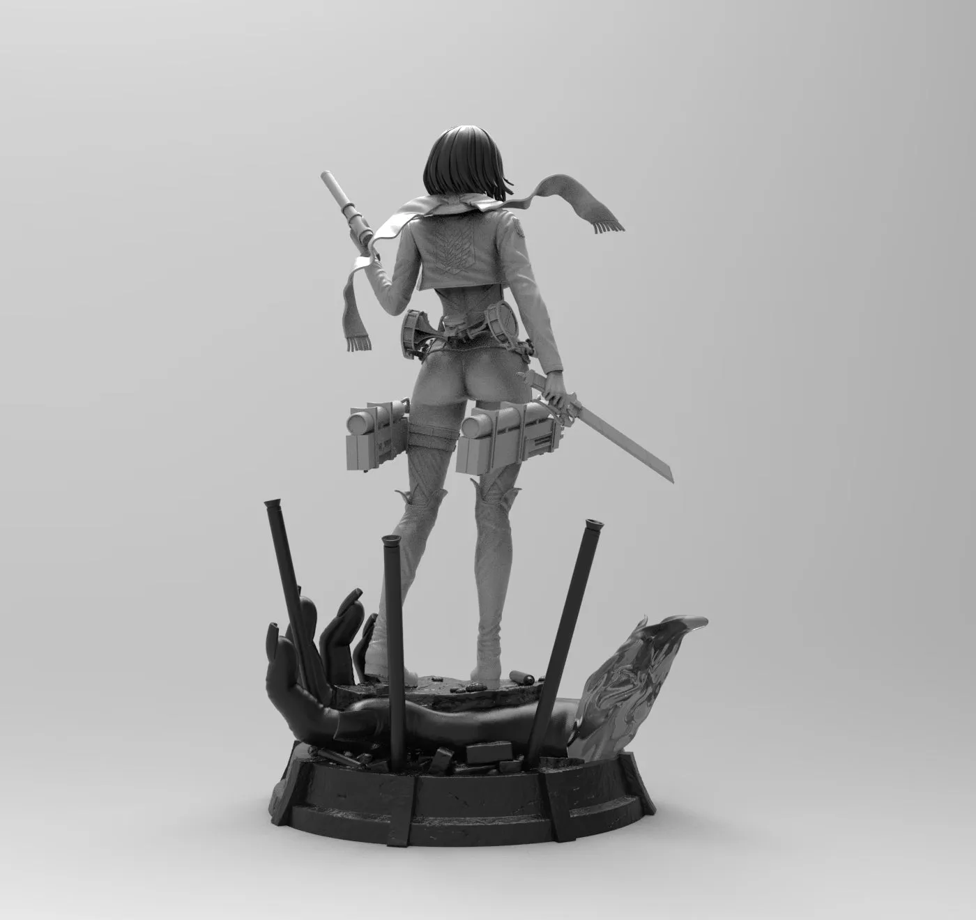 E801 - NSFW Anime character design, The titan mikasa girl statue, STL 3D design print download files