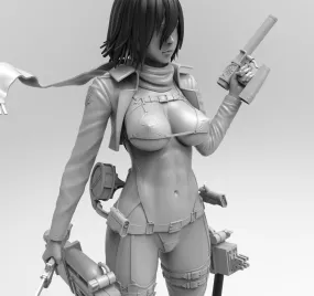 E801 - NSFW Anime character design, The titan mikasa girl statue, STL 3D design print download files