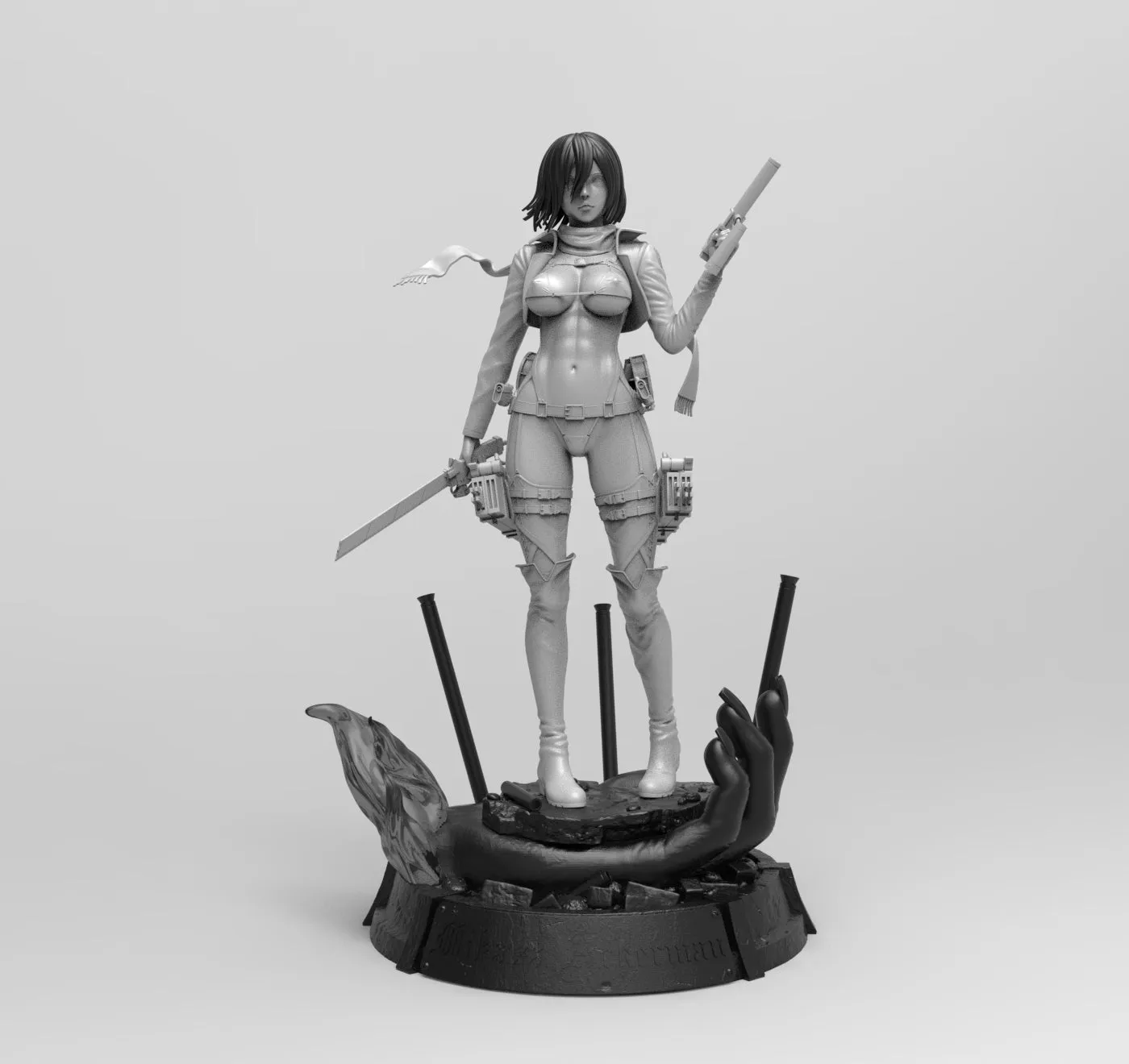 E801 - NSFW Anime character design, The titan mikasa girl statue, STL 3D design print download files