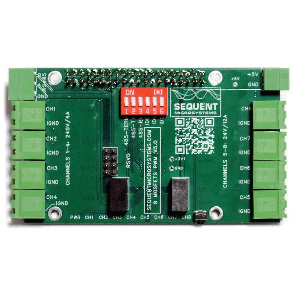 Eight MOSFETS 8-Layer Stackable HAT for Raspberry Pi