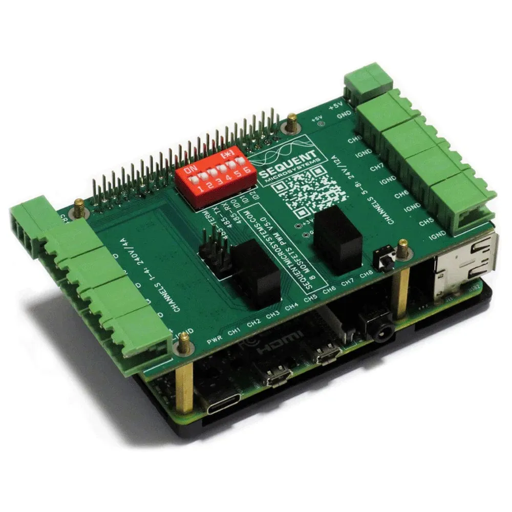 Eight MOSFETS 8-Layer Stackable HAT for Raspberry Pi