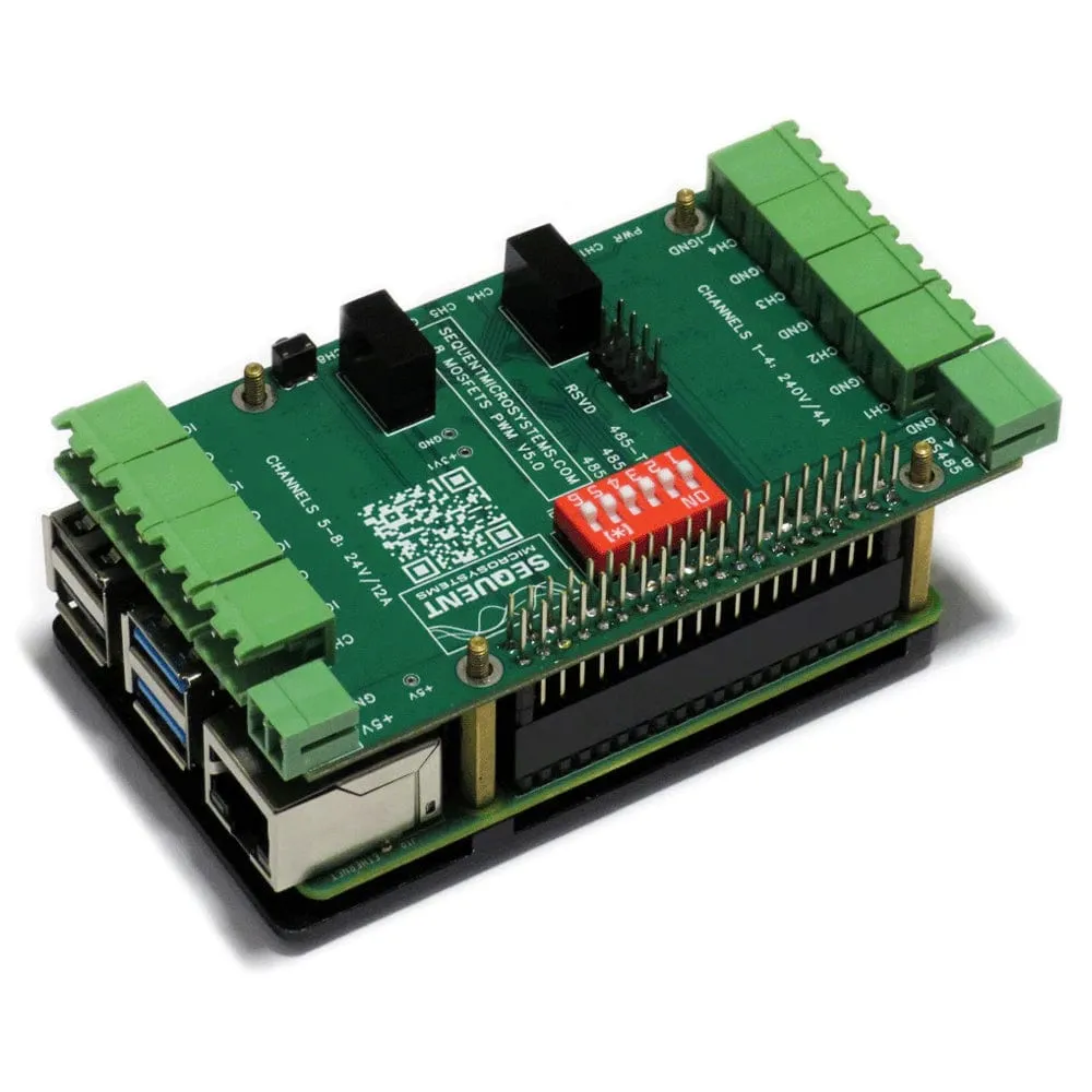 Eight MOSFETS 8-Layer Stackable HAT for Raspberry Pi