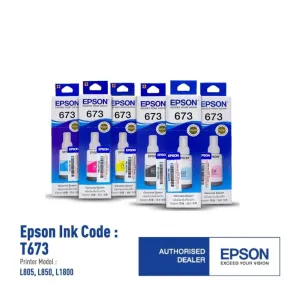 Epson T673 Ink Cartridge (Black/Cyan/Magenta/Yellow/Light Cyan/Light Magenta)