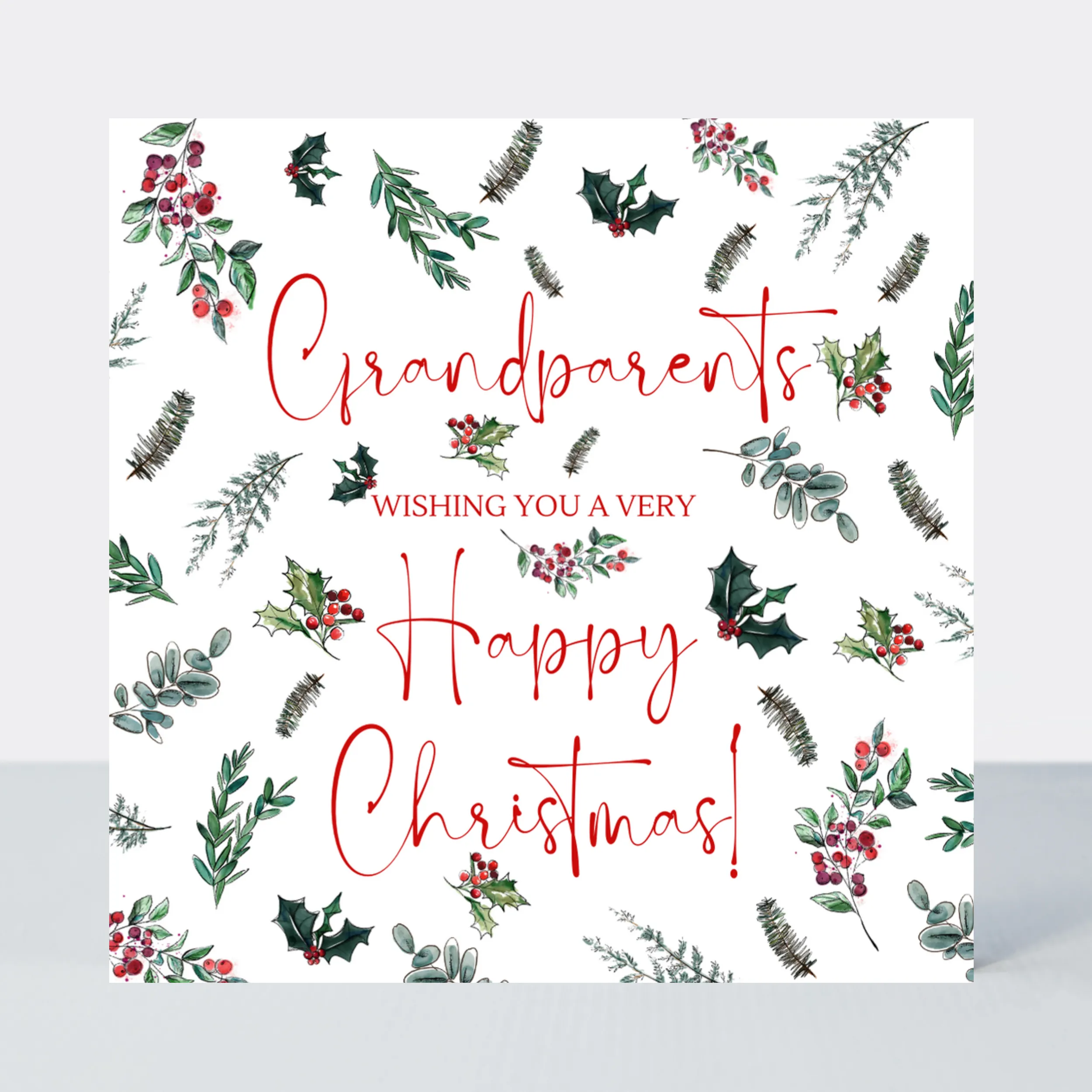 Evergreen Grandparents Happy Christmas Card