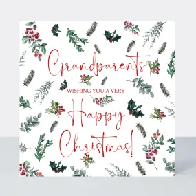 Evergreen Grandparents Happy Christmas Card