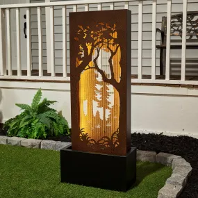 Forest Hollow Carved Fountain W/leds