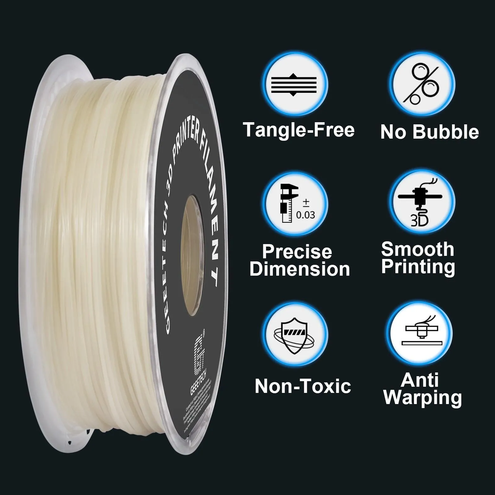 Geeetech 1kg 1.75mm Glow in the dark Green PLA 3D Printer Filament Great for Halloween Night Lights Cosplay