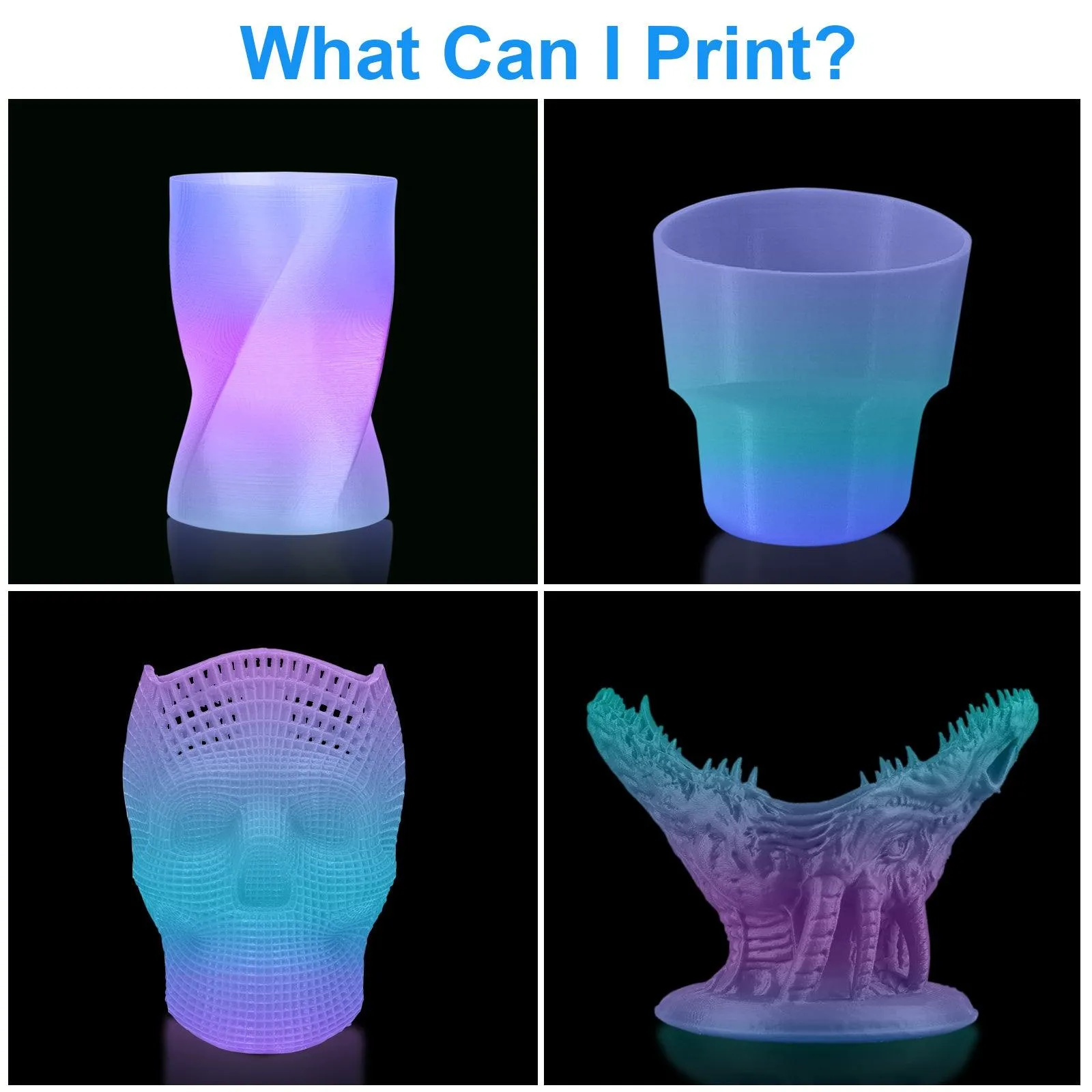 Geeetech 1kg 1.75mm Glow in the dark Green PLA 3D Printer Filament Great for Halloween Night Lights Cosplay