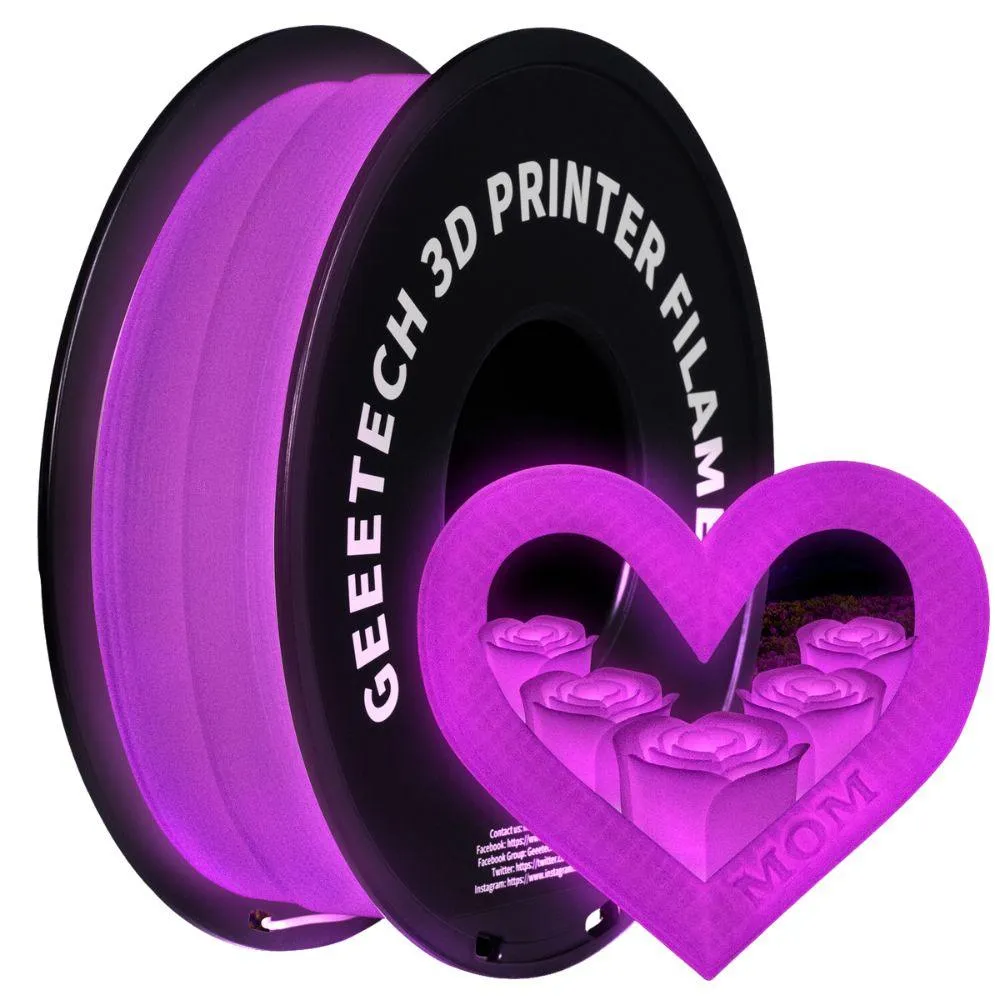 Geeetech 1kg 1.75mm Glow in the dark Green PLA 3D Printer Filament Great for Halloween Night Lights Cosplay