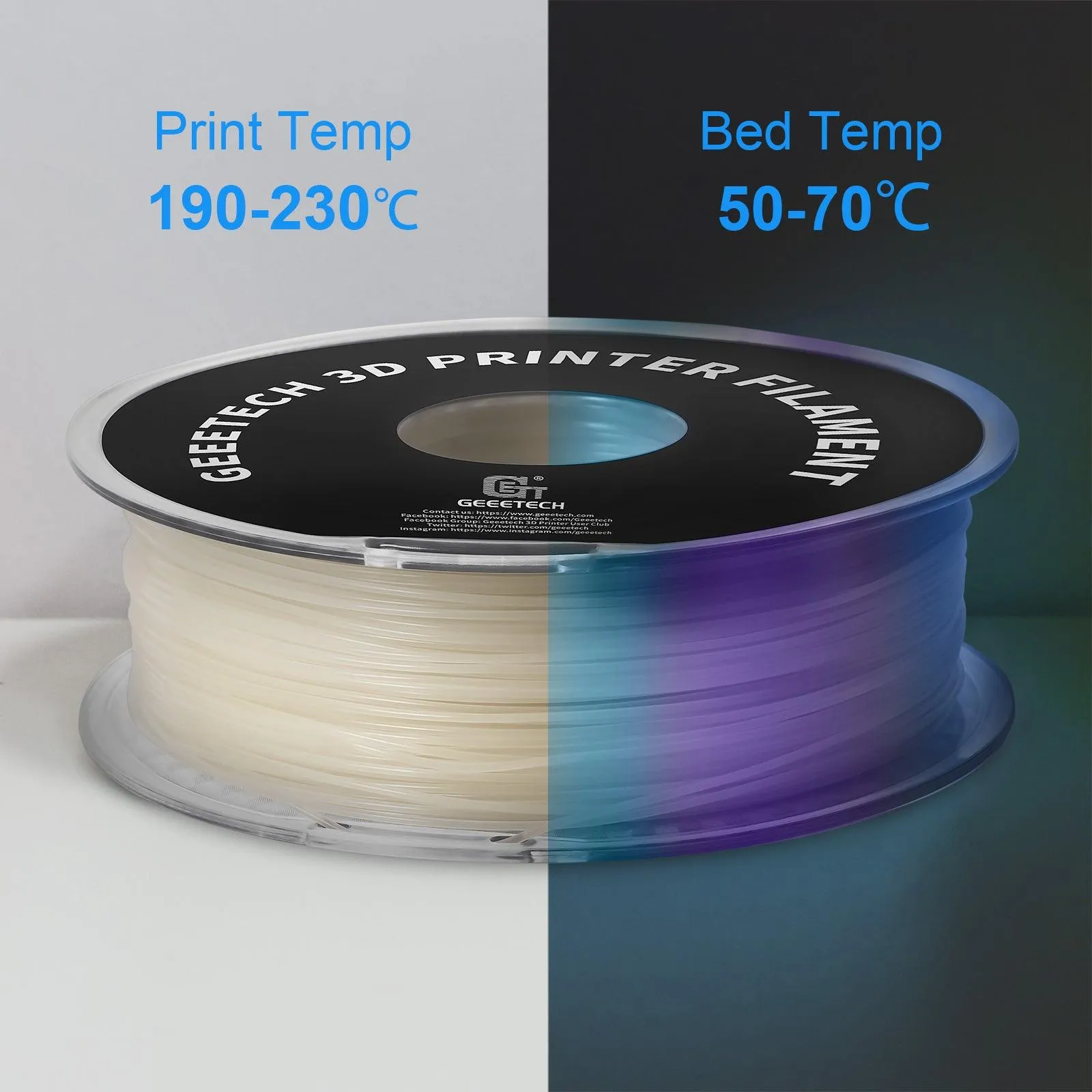 Geeetech 1kg 1.75mm Glow in the dark Green PLA 3D Printer Filament Great for Halloween Night Lights Cosplay