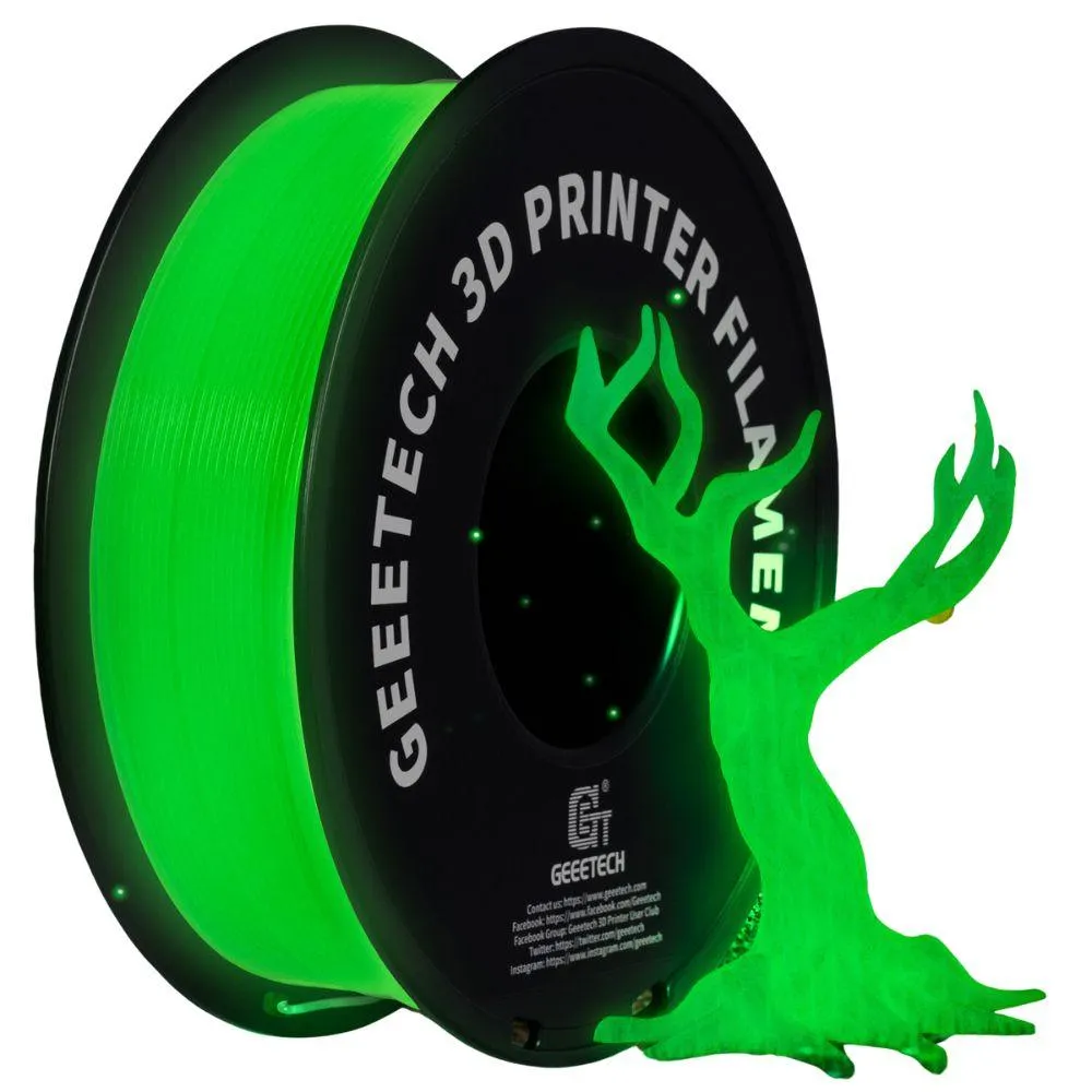 Geeetech 1kg 1.75mm Glow in the dark Green PLA 3D Printer Filament Great for Halloween Night Lights Cosplay