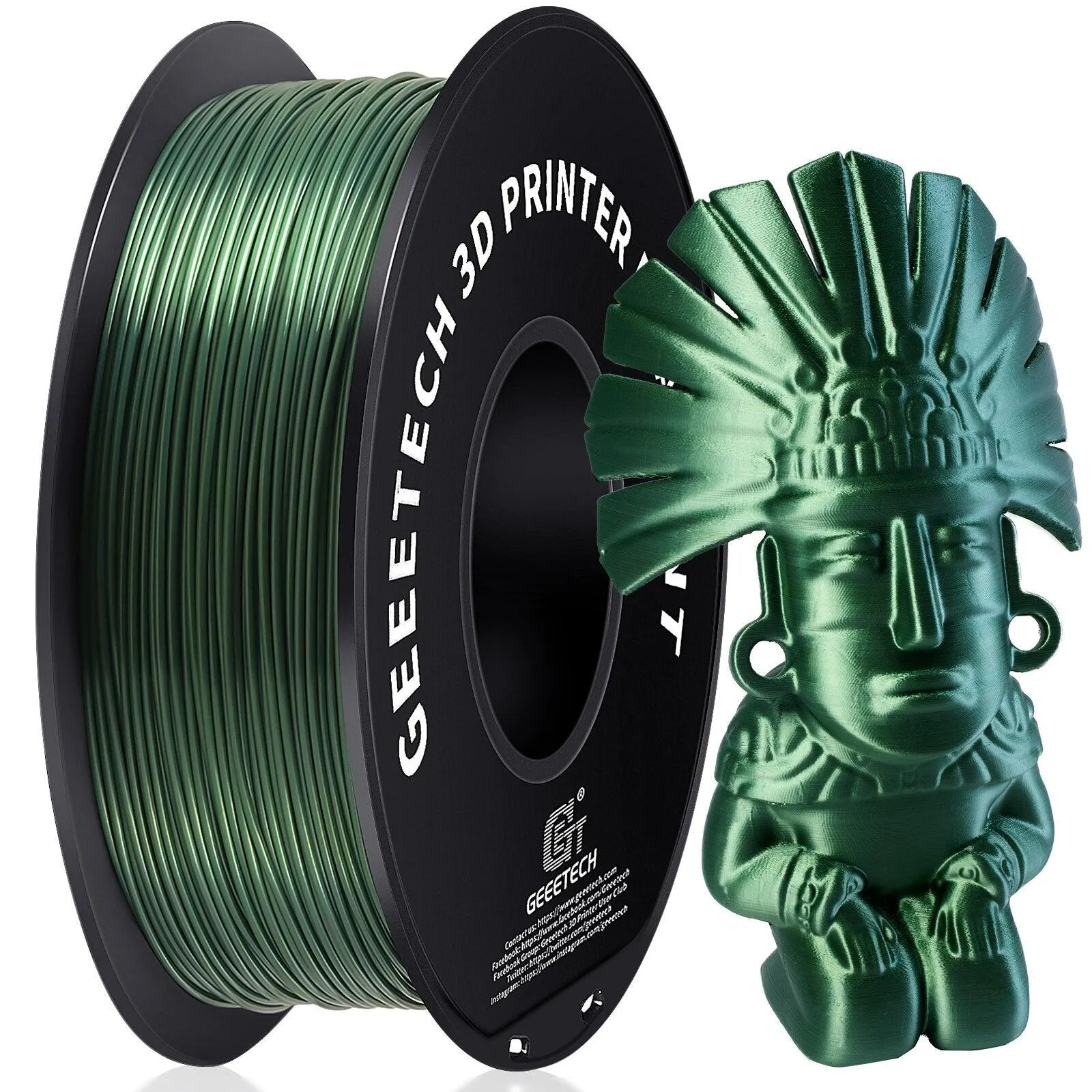 Geeetech PLA 3D Printer Filament 1kg 1.75mm Many Colours inc. Wood, Glow In The Dark, Silk