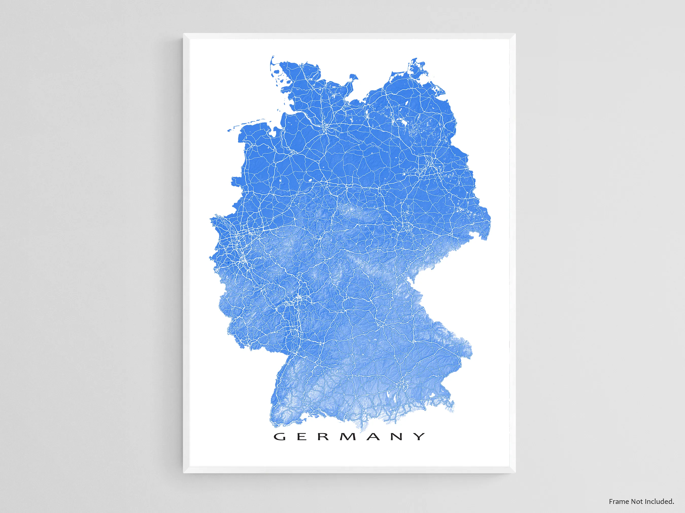 Germany Map Wall Art Print, 3D Topographic Country Poster Maps, Berlin Munich