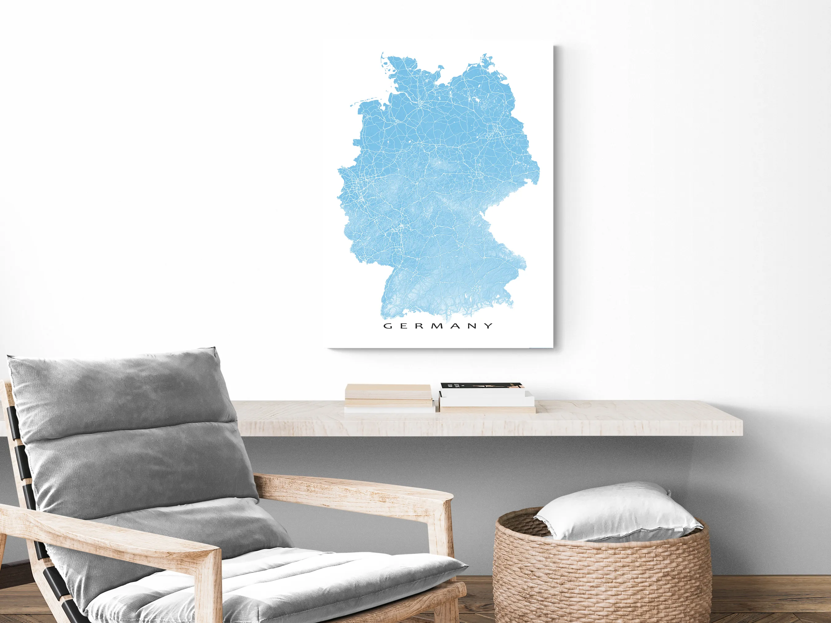 Germany Map Wall Art Print, 3D Topographic Country Poster Maps, Berlin Munich