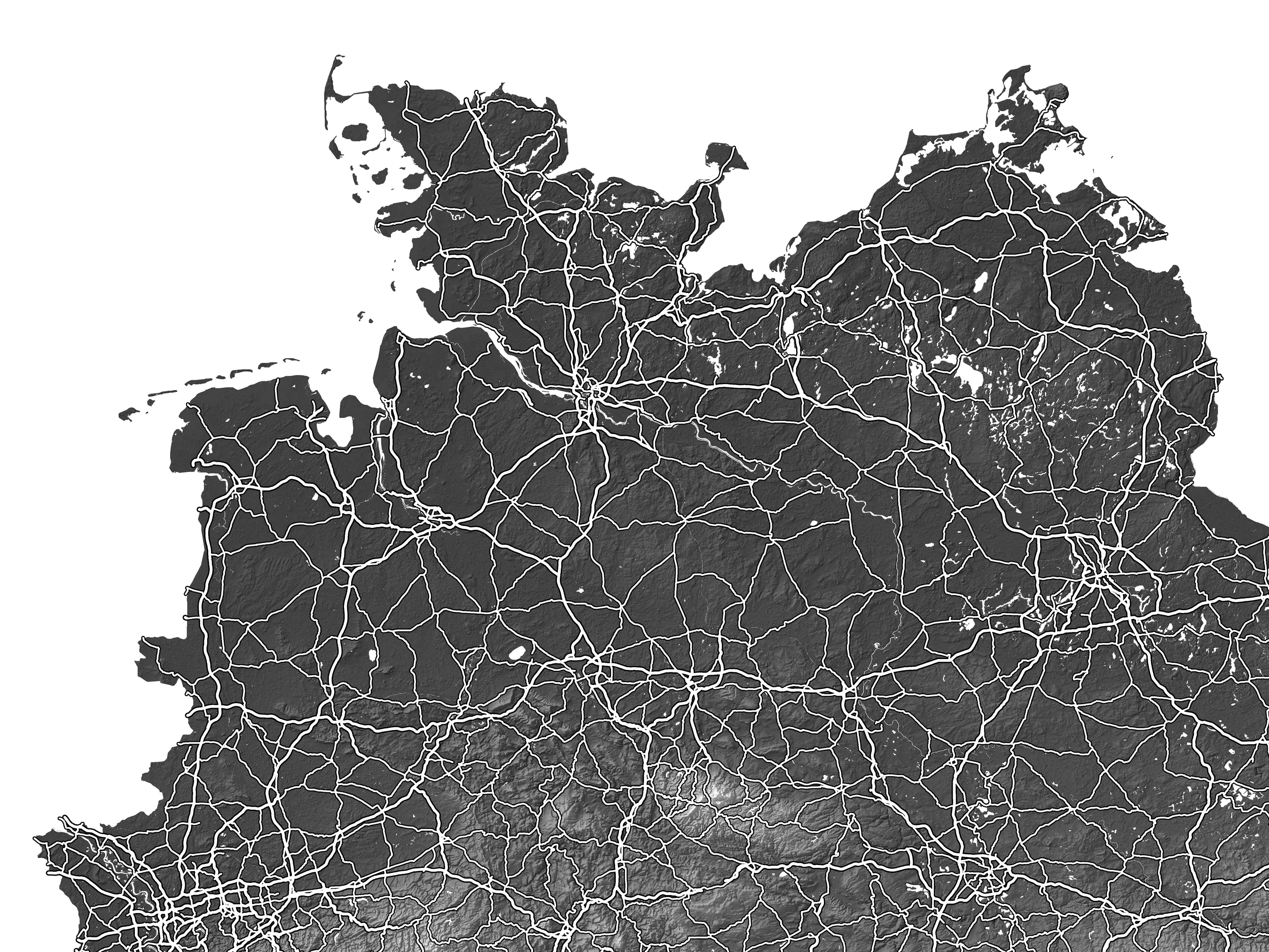 Germany Map Wall Art Print, 3D Topographic Country Poster Maps, Berlin Munich