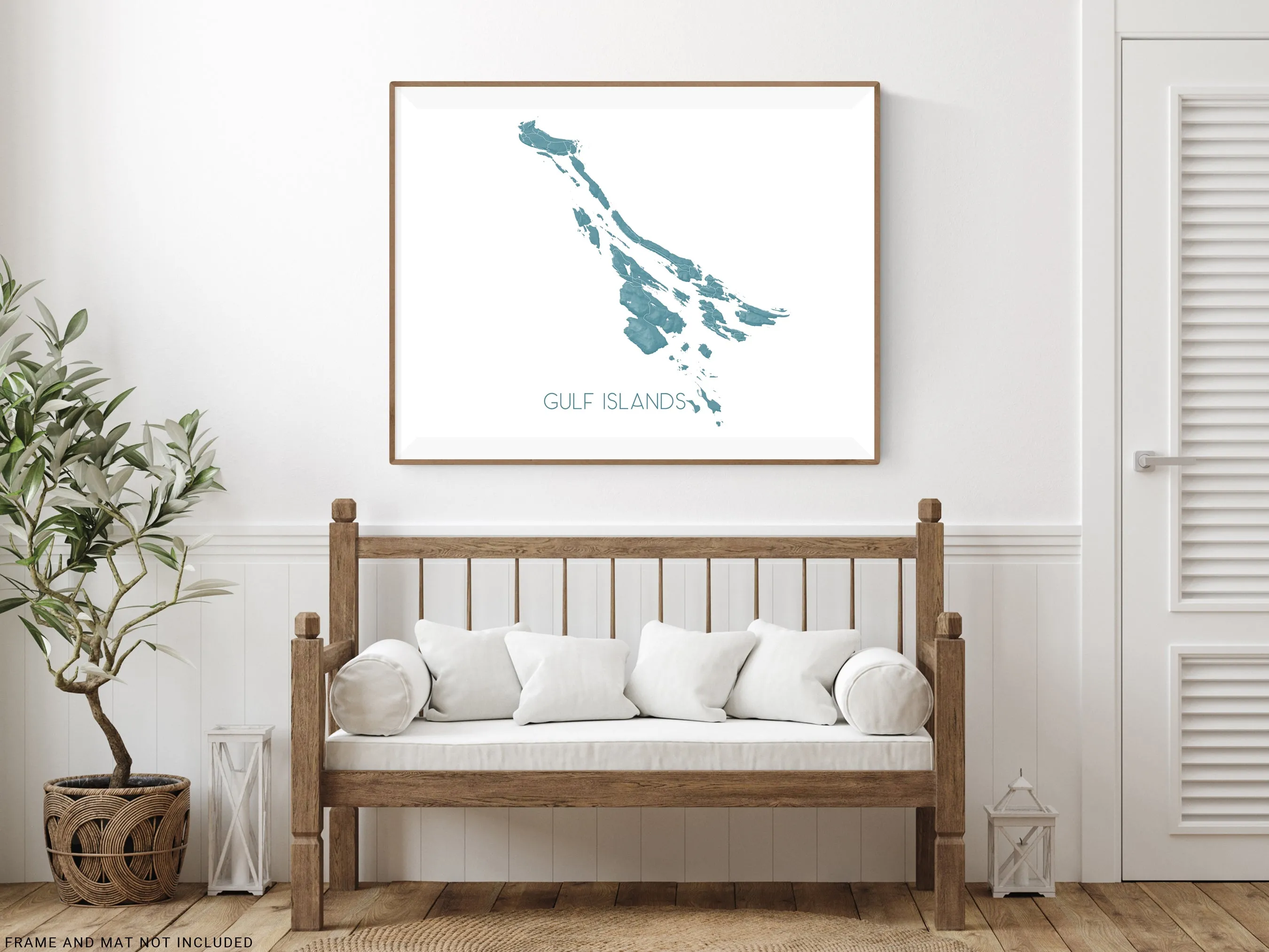 Gulf Islands Map Print Poster - Map of the Southern Gulf Islands, BC Canada, Salt Spring, Gabriola