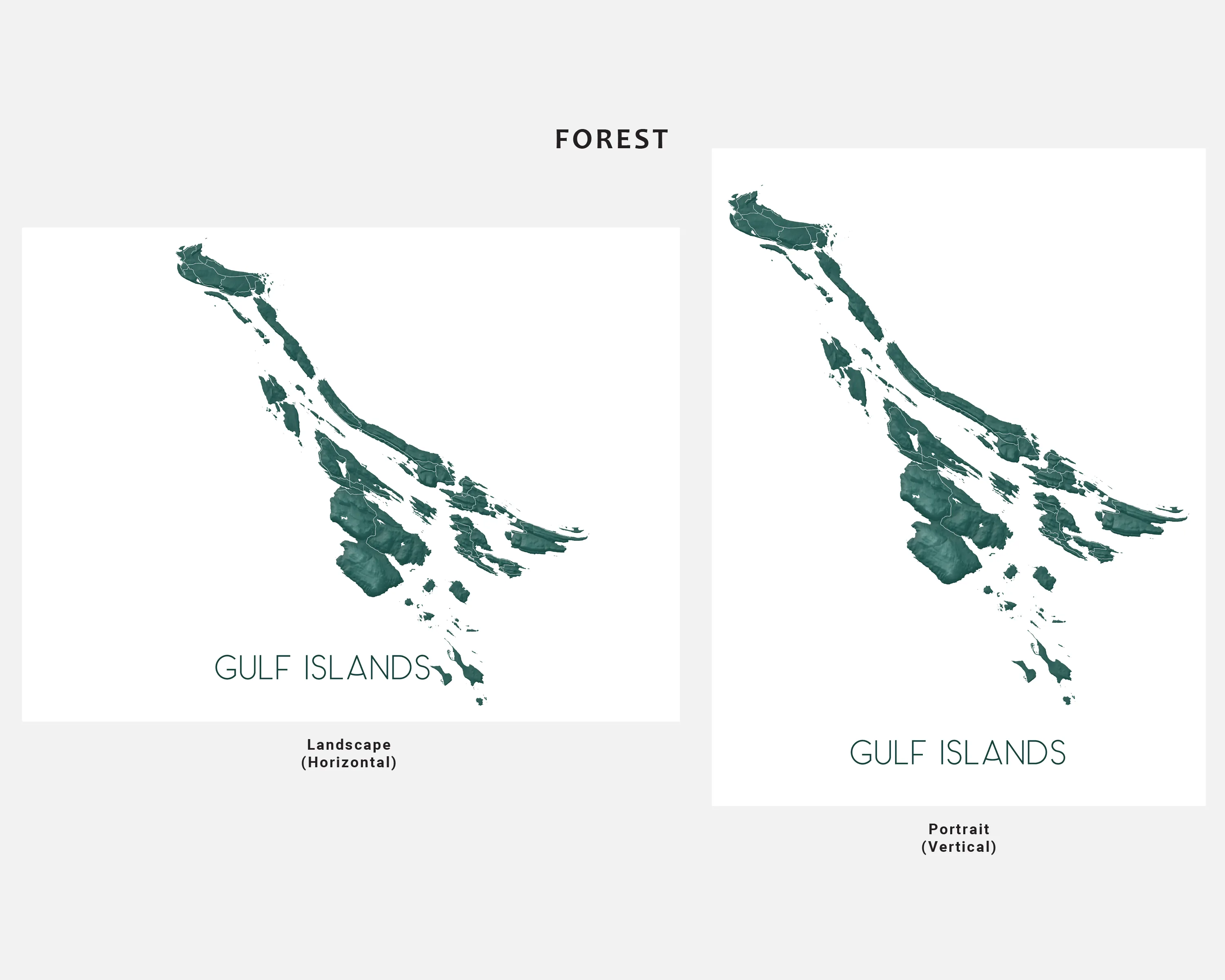 Gulf Islands Map Print Poster - Map of the Southern Gulf Islands, BC Canada, Salt Spring, Gabriola