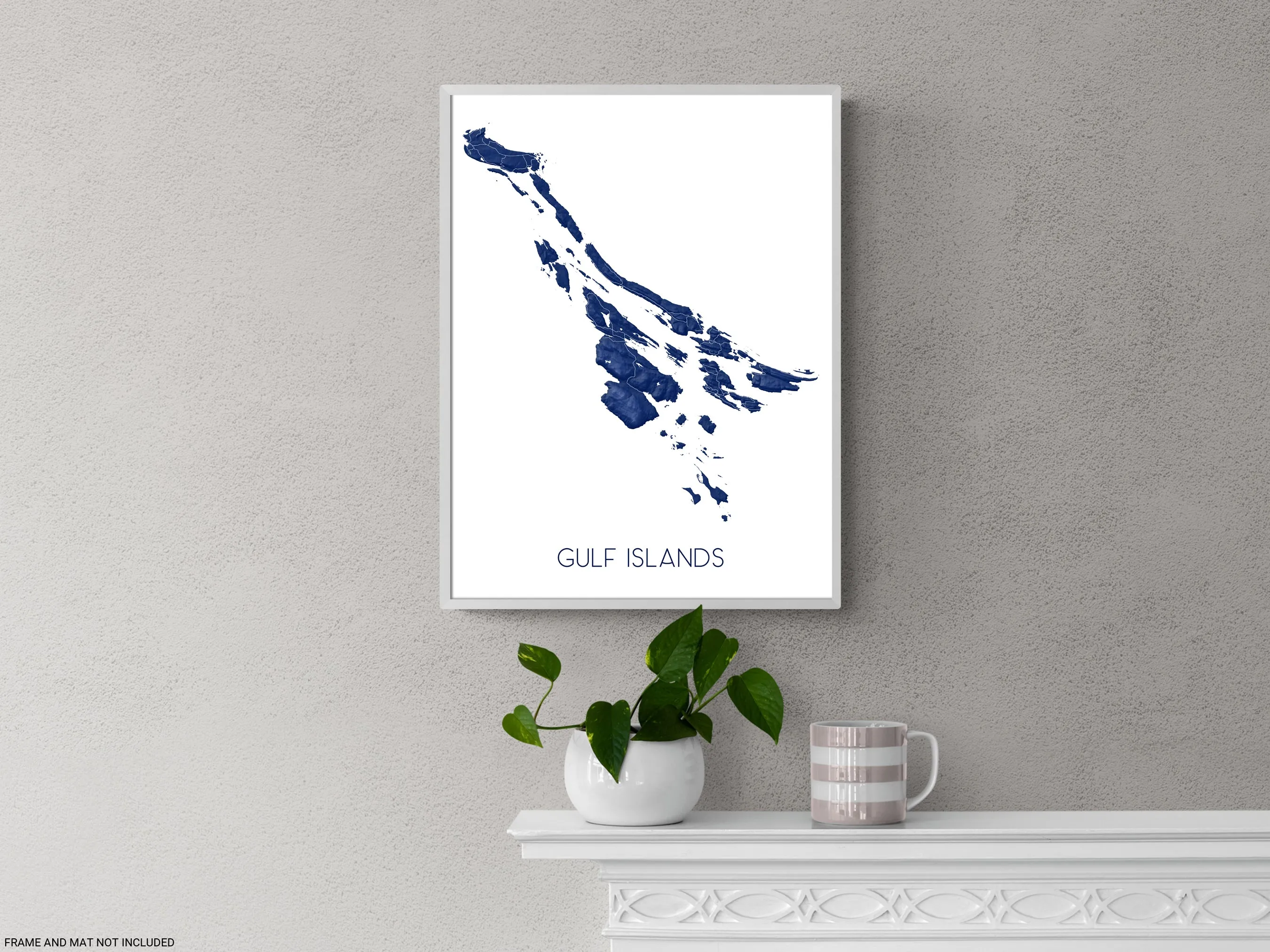 Gulf Islands Map Print Poster - Map of the Southern Gulf Islands, BC Canada, Salt Spring, Gabriola