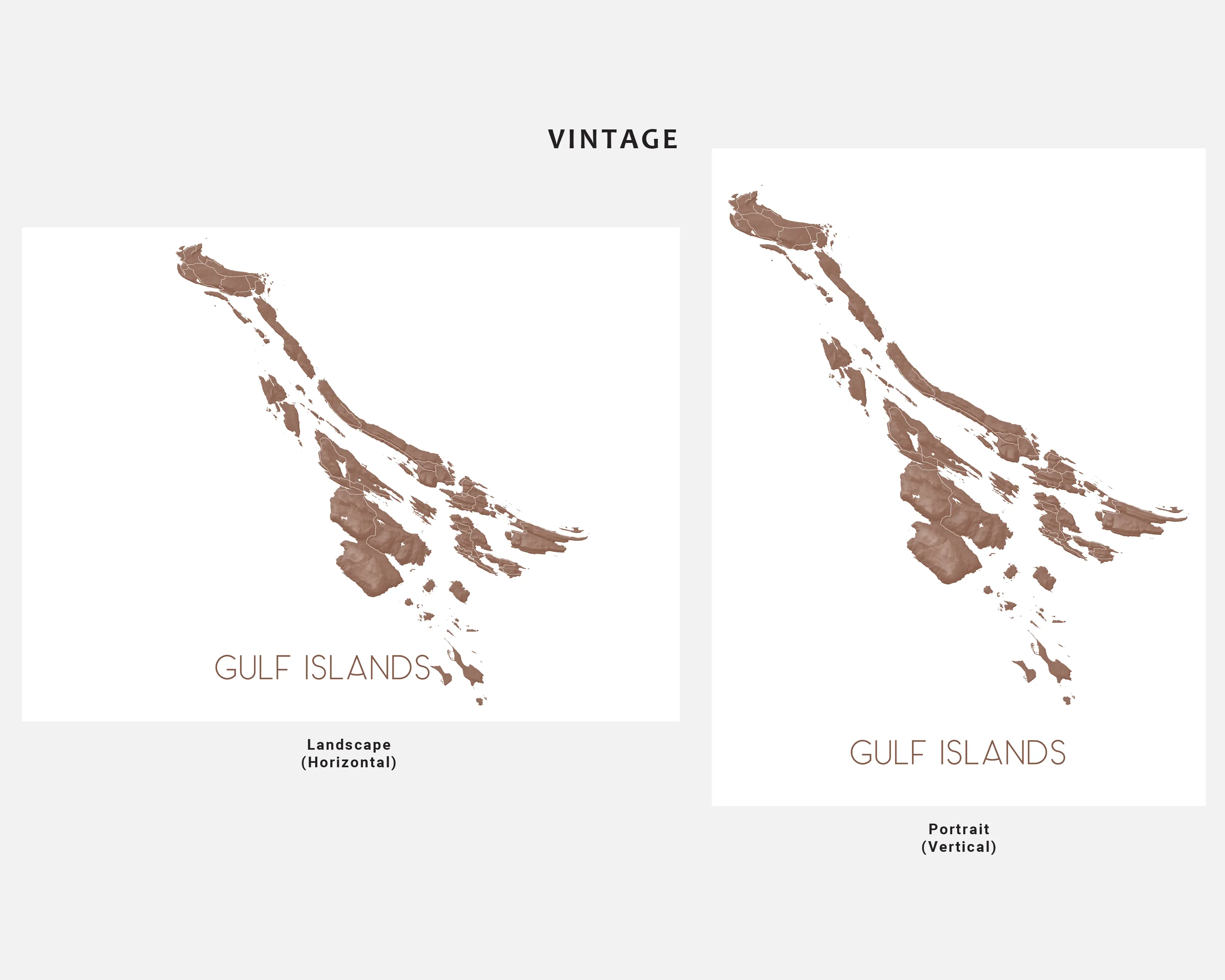 Gulf Islands Map Print Poster - Map of the Southern Gulf Islands, BC Canada, Salt Spring, Gabriola