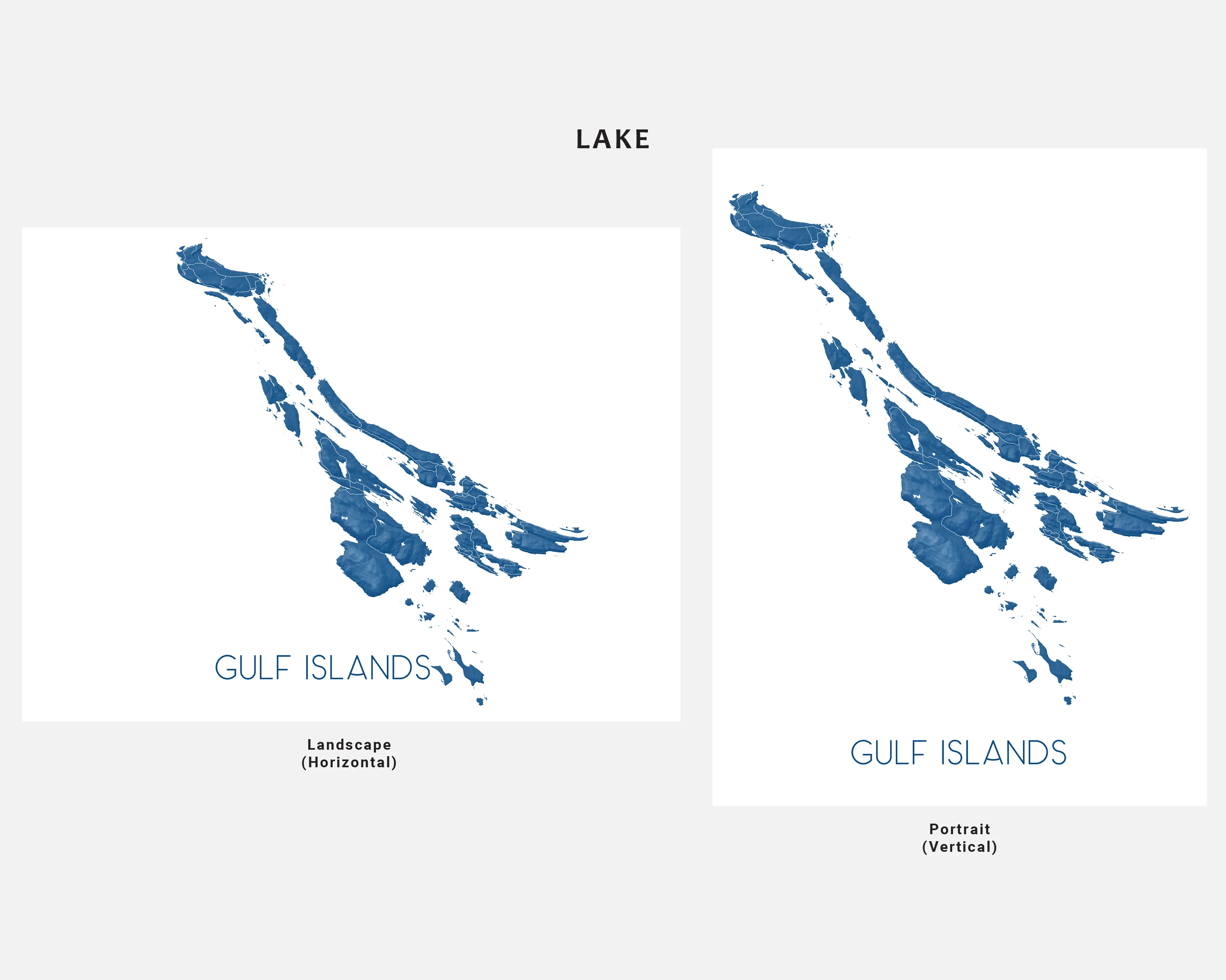 Gulf Islands Map Print Poster - Map of the Southern Gulf Islands, BC Canada, Salt Spring, Gabriola