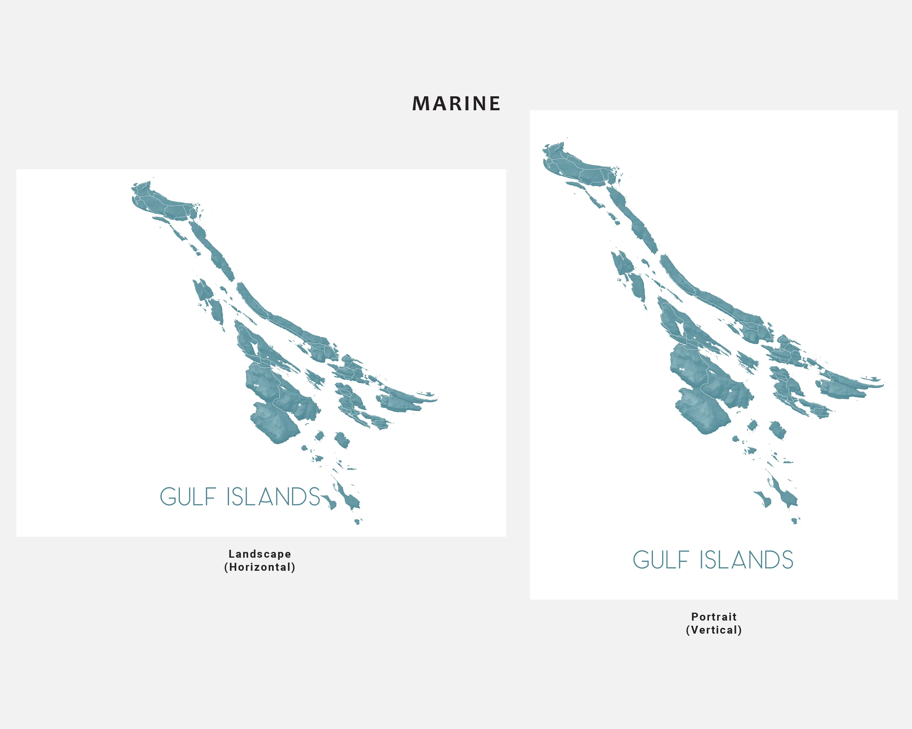 Gulf Islands Map Print Poster - Map of the Southern Gulf Islands, BC Canada, Salt Spring, Gabriola