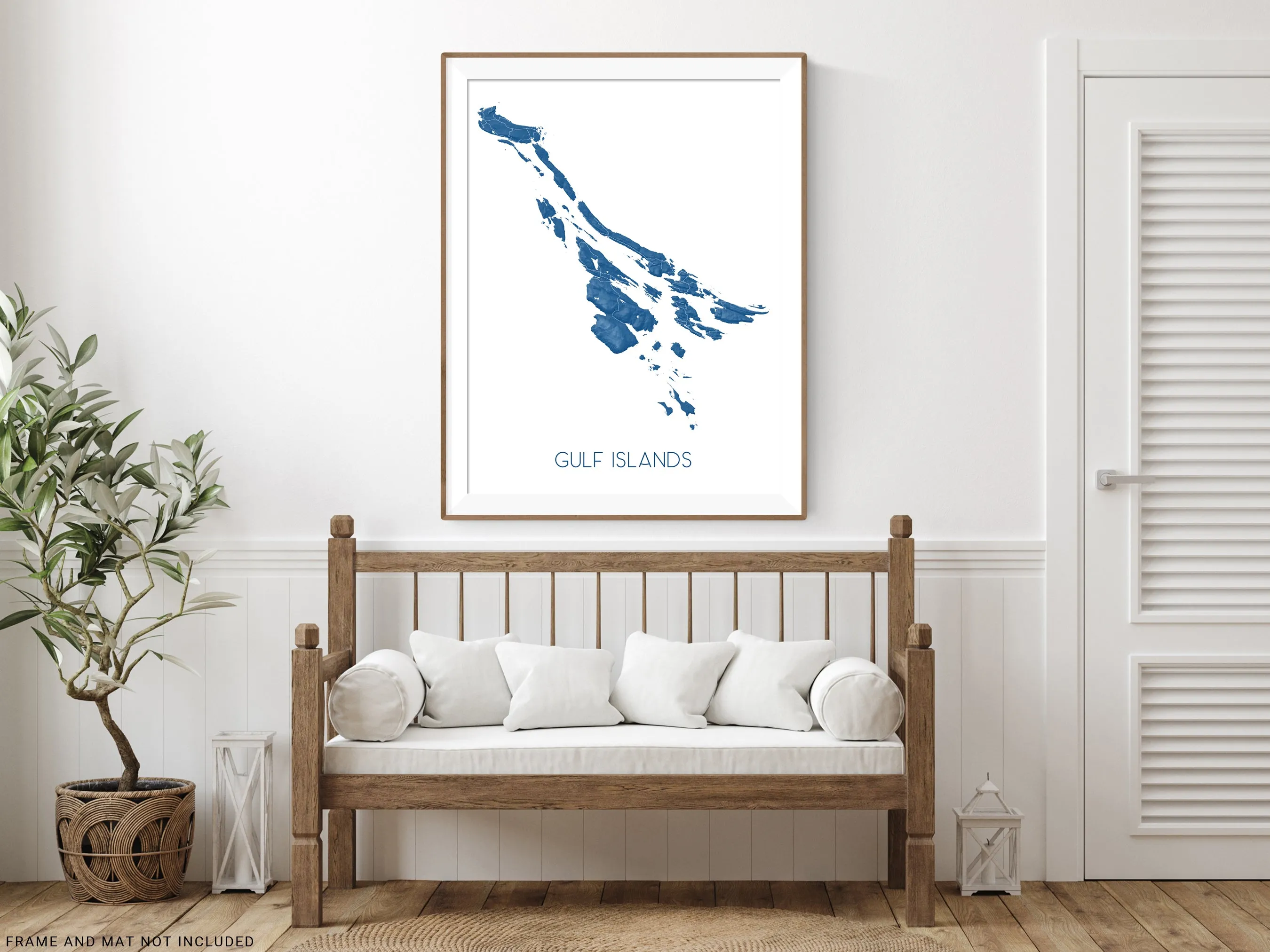 Gulf Islands Map Print Poster - Map of the Southern Gulf Islands, BC Canada, Salt Spring, Gabriola