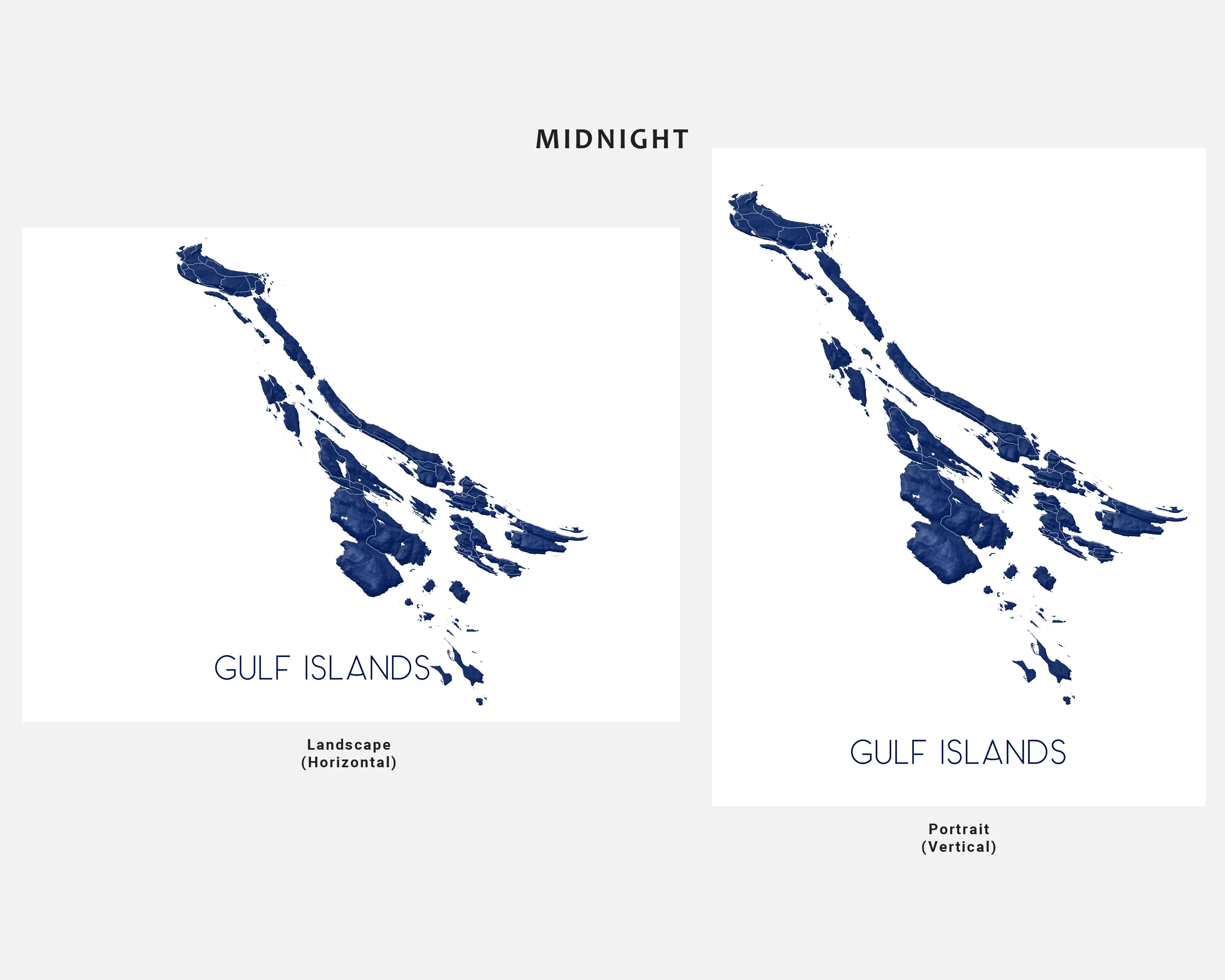 Gulf Islands Map Print Poster - Map of the Southern Gulf Islands, BC Canada, Salt Spring, Gabriola
