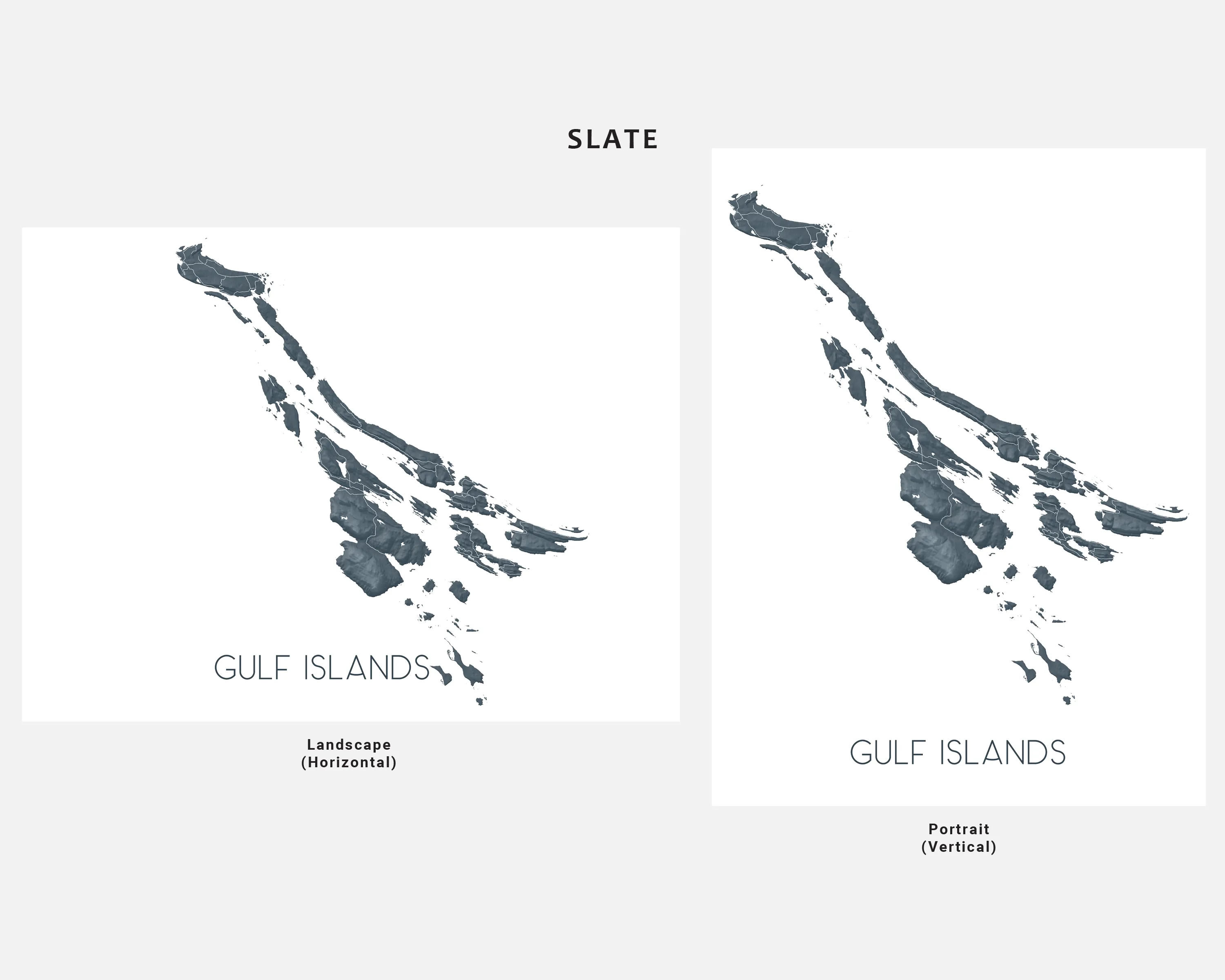 Gulf Islands Map Print Poster - Map of the Southern Gulf Islands, BC Canada, Salt Spring, Gabriola