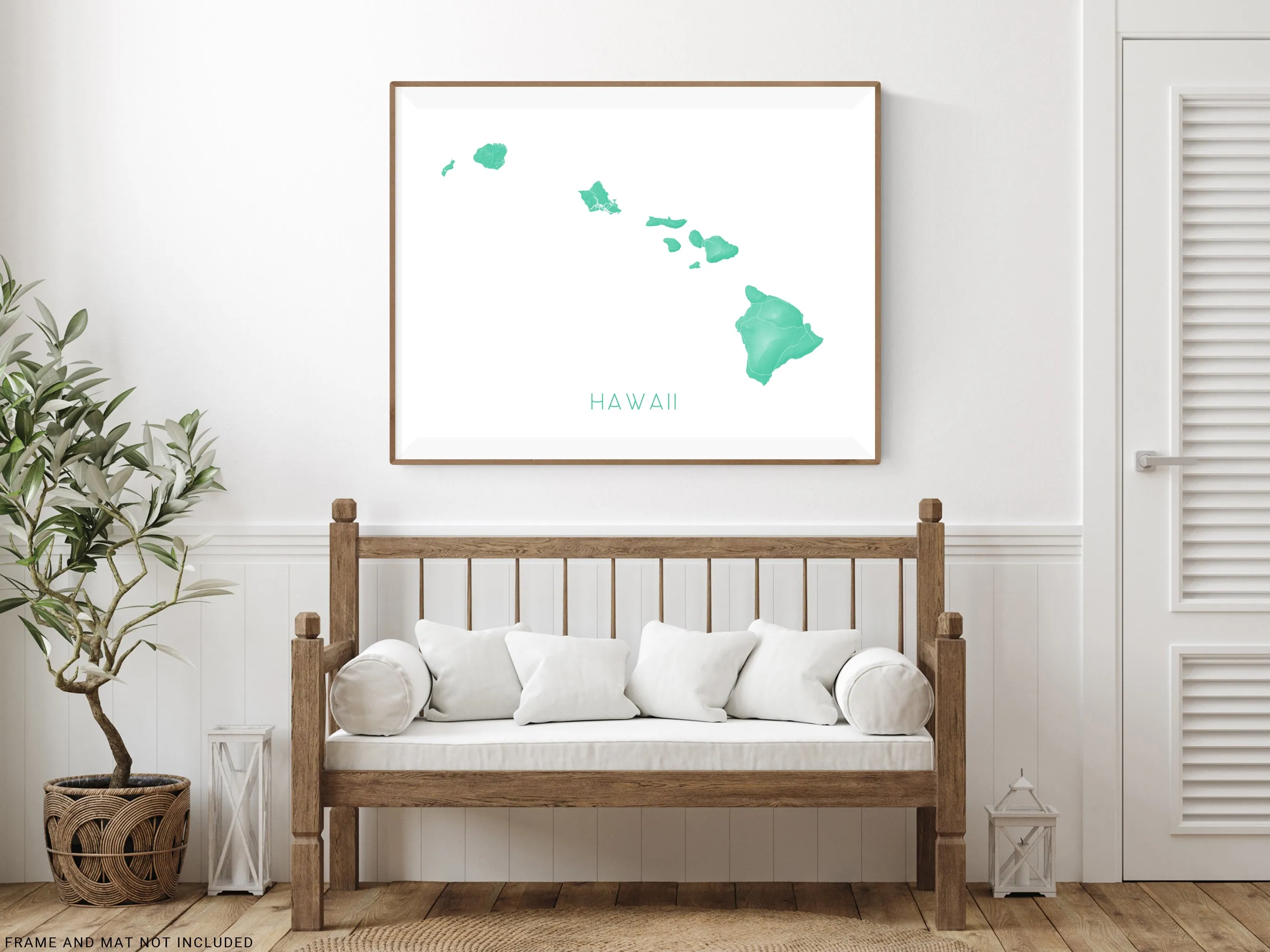 Hawaii Map Print - Hawaiian Islands Wall Art Prints, Hawaii Maps, State Map Poster