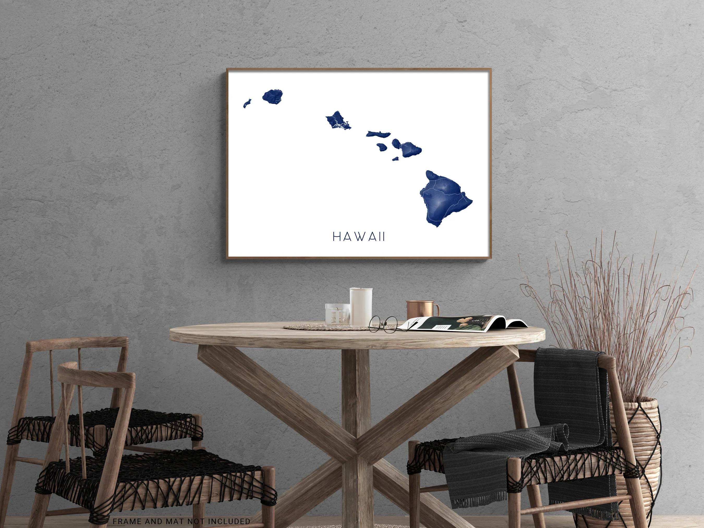 Hawaii Map Print - Hawaiian Islands Wall Art Prints, Hawaii Maps, State Map Poster