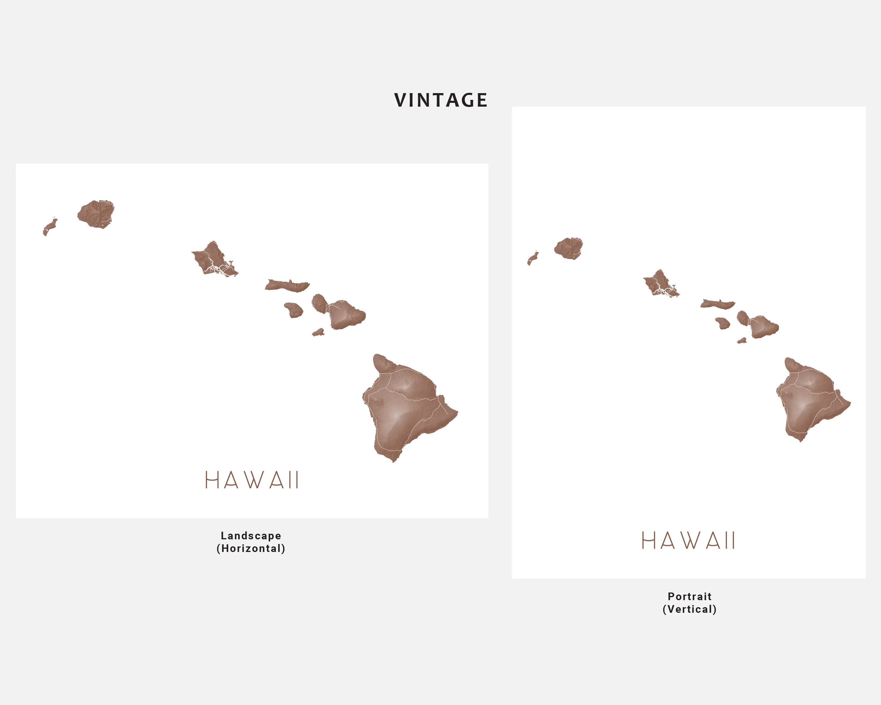 Hawaii Map Print - Hawaiian Islands Wall Art Prints, Hawaii Maps, State Map Poster