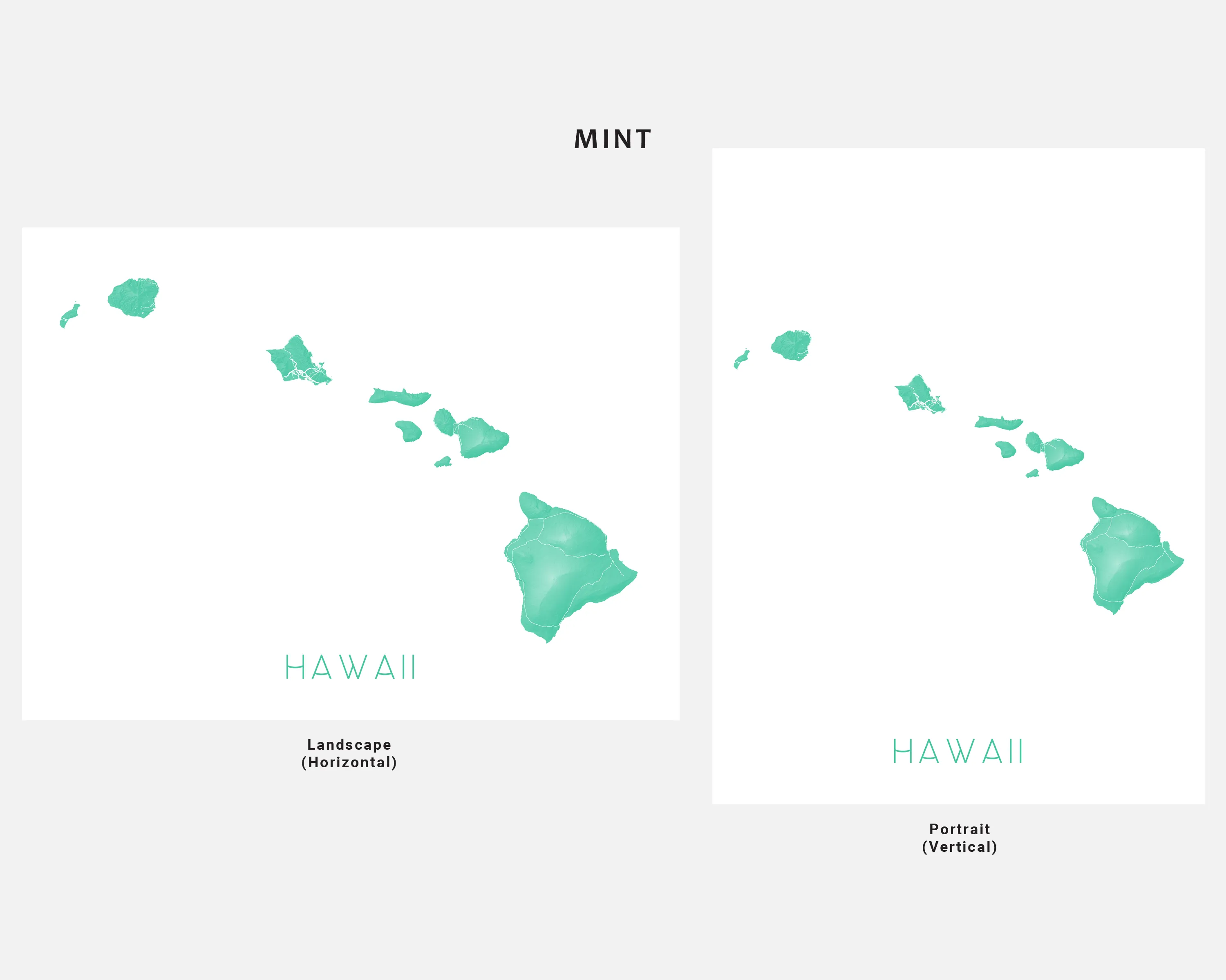 Hawaii Map Print - Hawaiian Islands Wall Art Prints, Hawaii Maps, State Map Poster