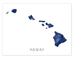 Hawaii Map Print - Hawaiian Islands Wall Art Prints, Hawaii Maps, State Map Poster