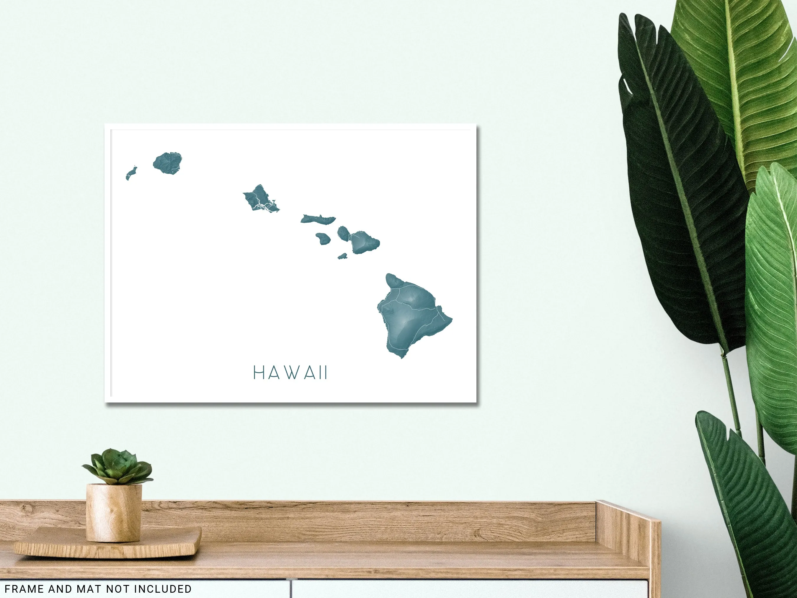 Hawaii Map Print - Hawaiian Islands Wall Art Prints, Hawaii Maps, State Map Poster