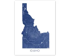 Idaho Map Print - Topographic Map of Idaho State Maps