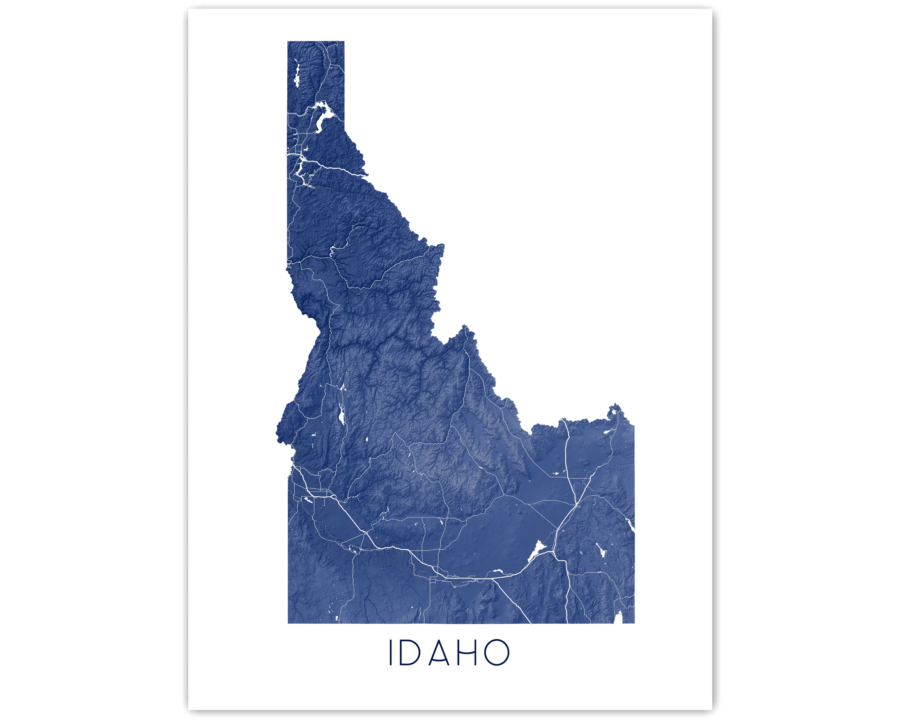 Idaho Map Print - Topographic Map of Idaho State Maps