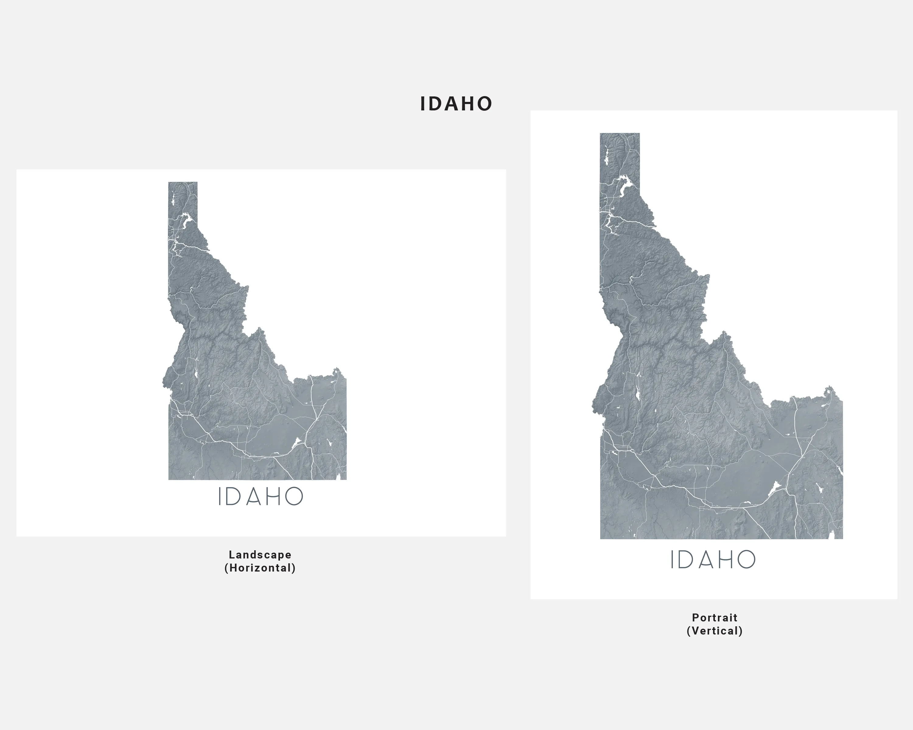 Idaho Map Print - Topographic Map of Idaho State Maps