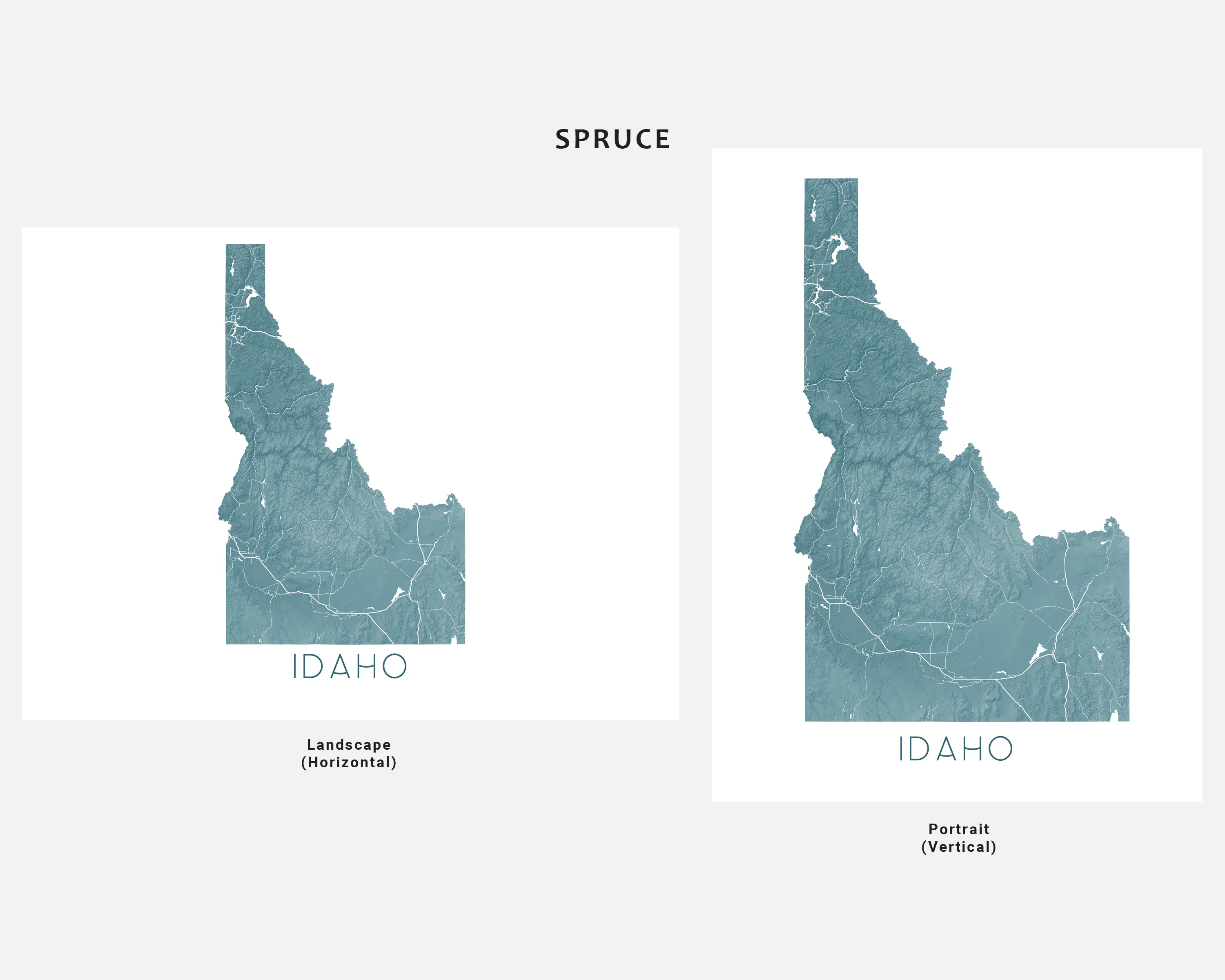 Idaho Map Print - Topographic Map of Idaho State Maps