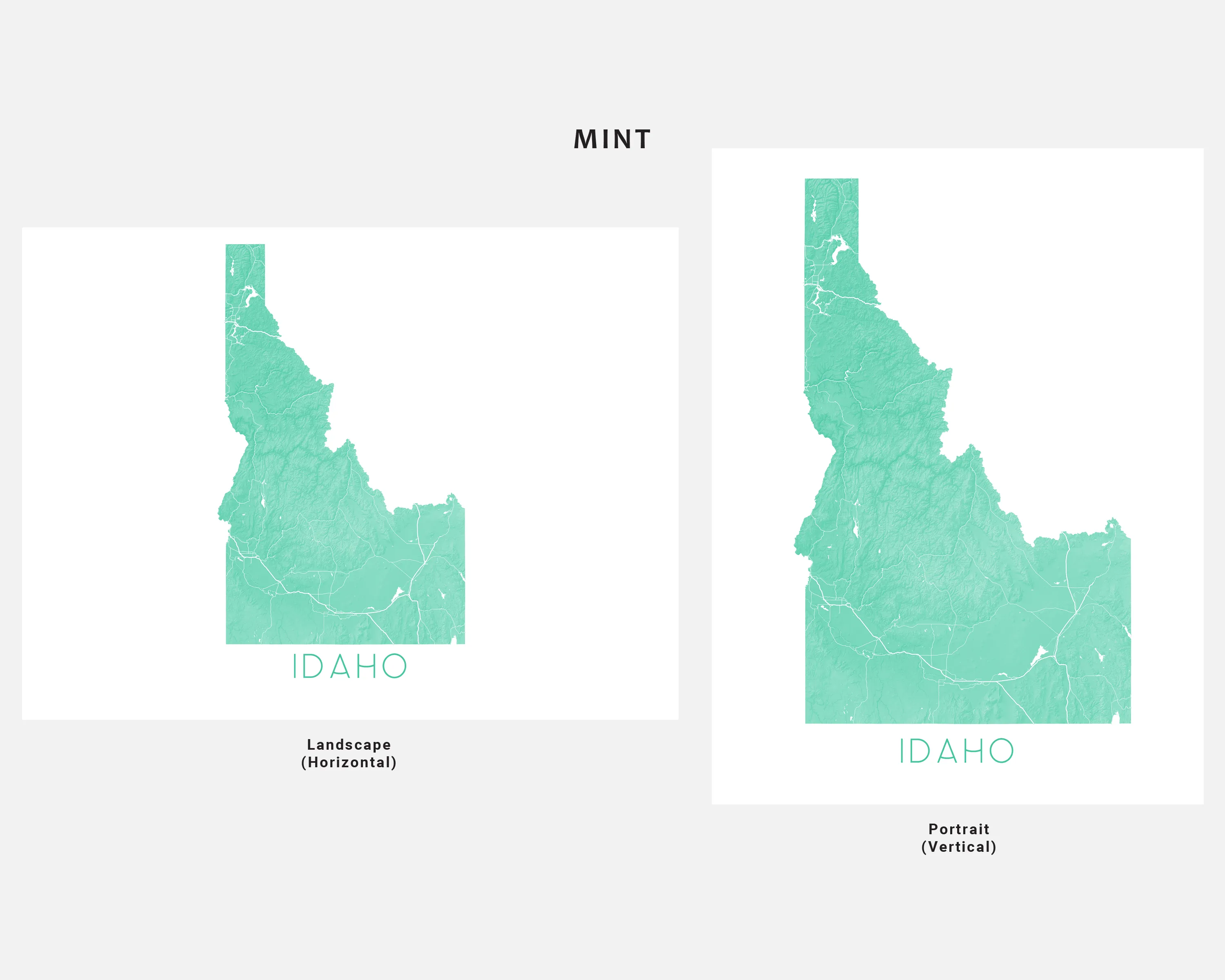 Idaho Map Print - Topographic Map of Idaho State Maps